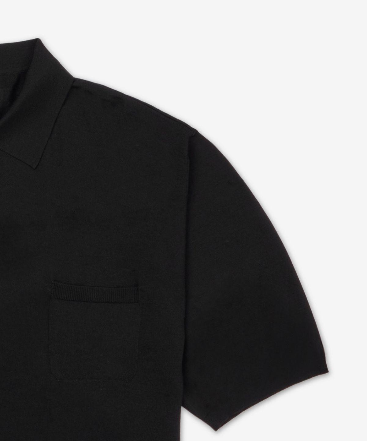 생로랑(SAINT LAURENT) 울 폴로 반소매 니트 - 블랙 / 821733Y77AS1000