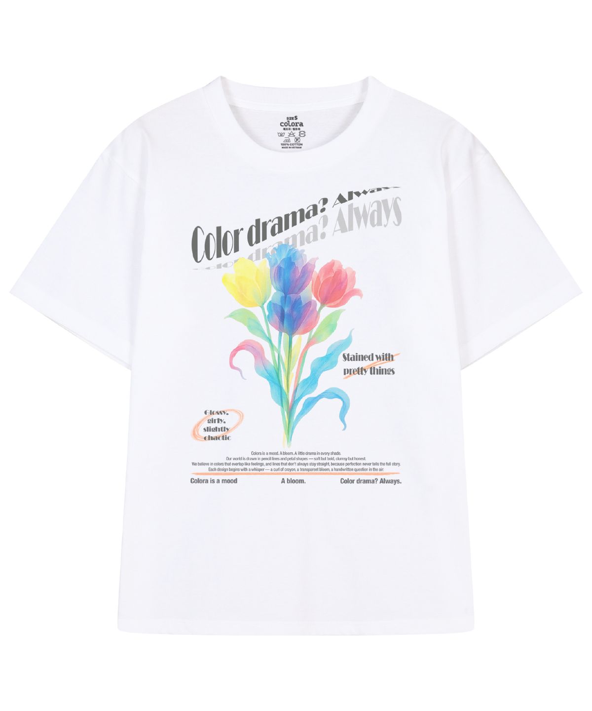 컬로라(COLORA) 컬러 드라마 올웨이즈 반팔 티셔츠 (3color)