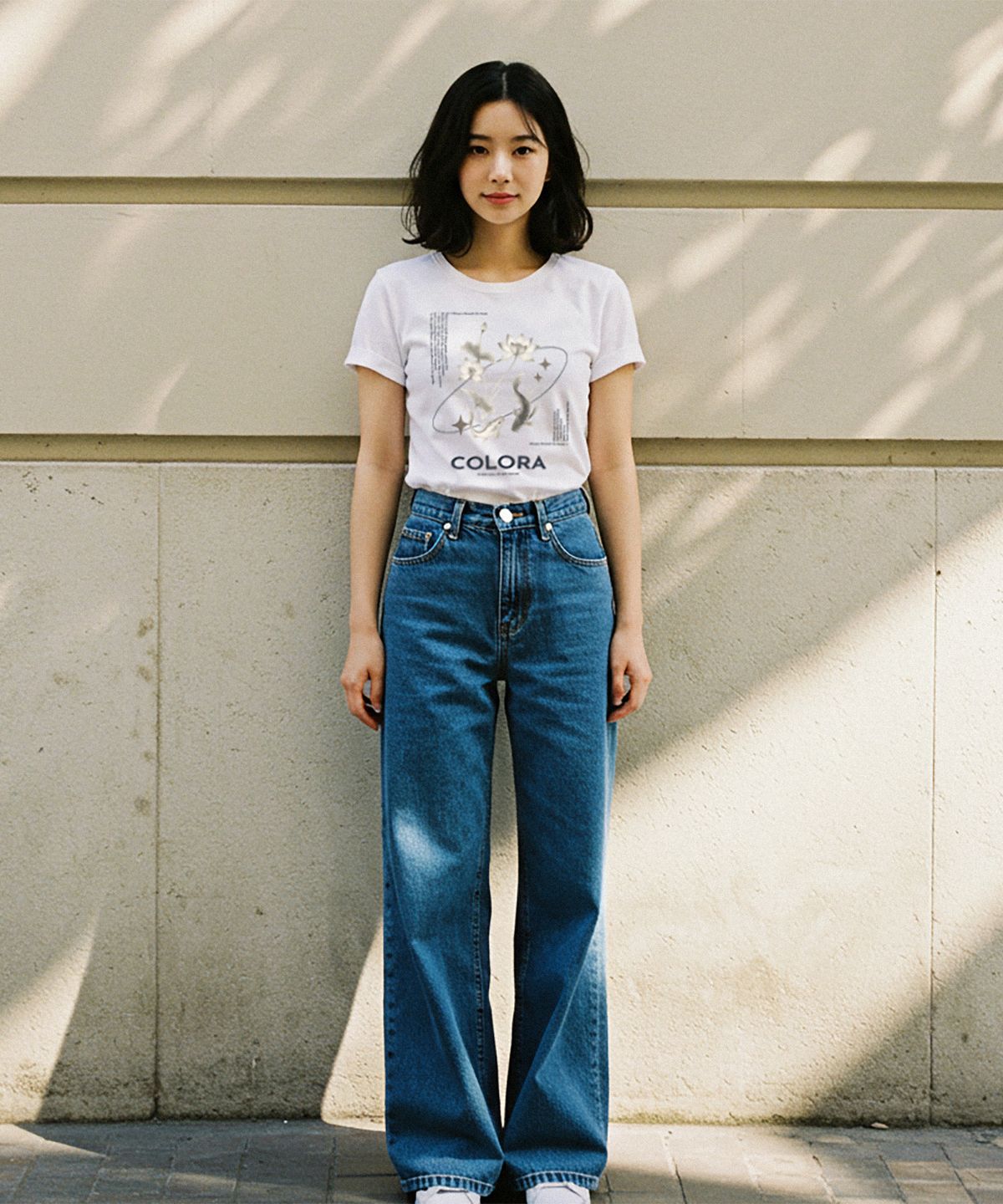 컬로라(COLORA) 위스퍼스 비닛 페탈즈 반팔 티셔츠 (3color)