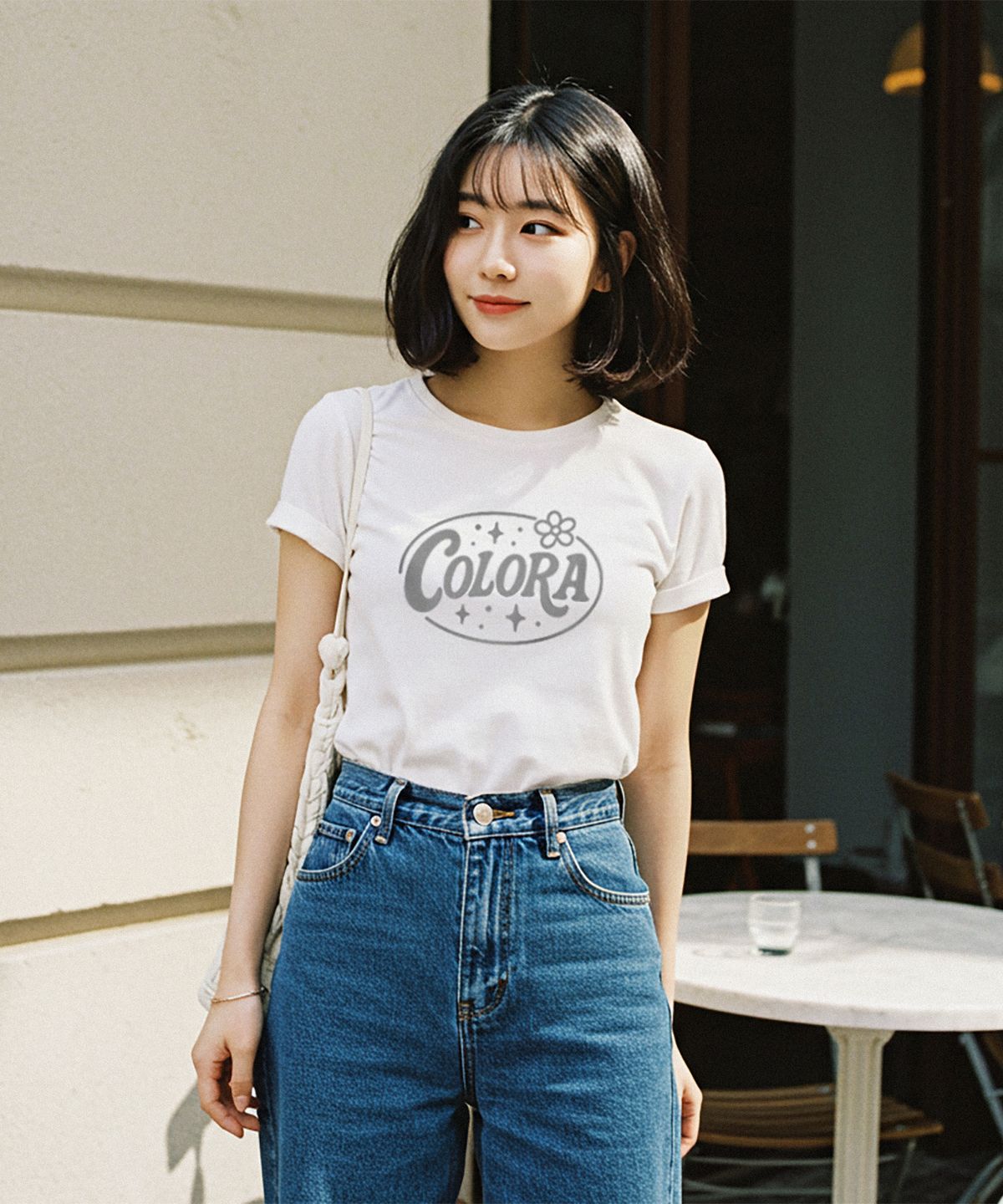 컬로라(COLORA) 컬로라 큐트 로고 반팔 티셔츠 (3color)
