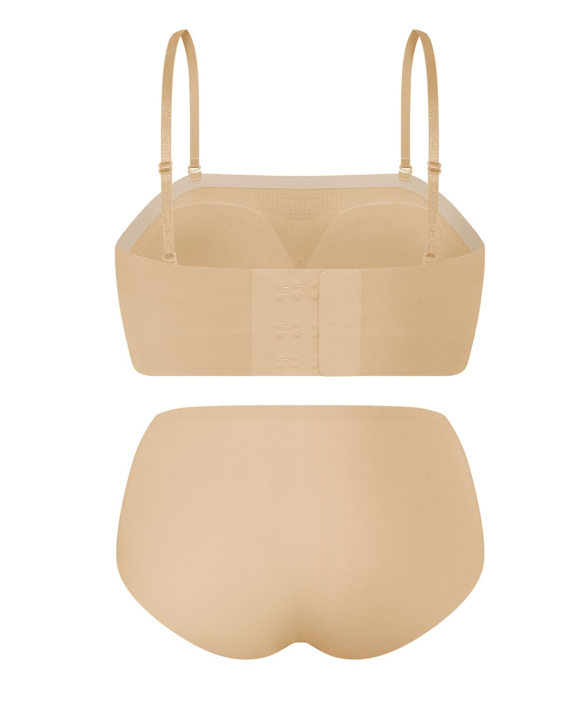 엘르이너웨어(ELLE INNERWEAR) [SET] 논슬립 오프숄더 쉐딩 브라 팬티 세트 - 스킨