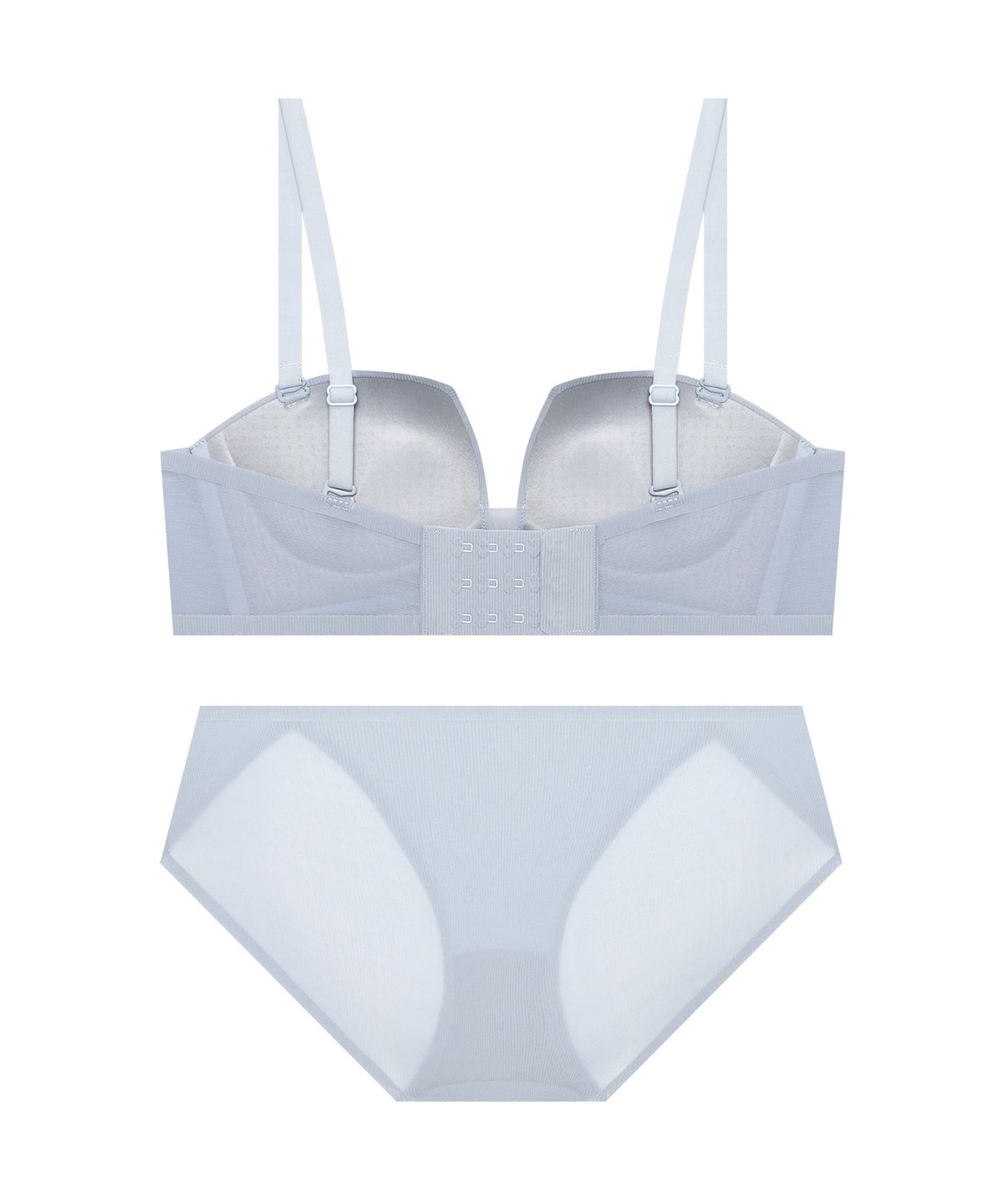 엘르이너웨어(ELLE INNERWEAR) 스퀘어 반컵 볼륨 브라 팬티 세트 - 크리미블루
