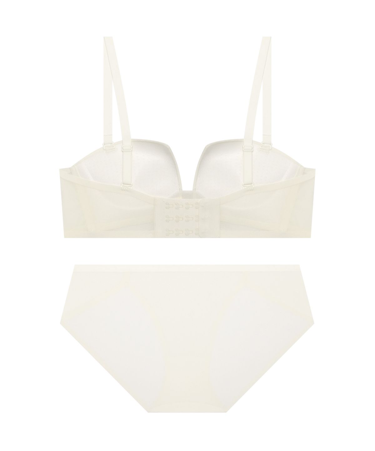 엘르이너웨어(ELLE INNERWEAR) 스퀘어 반컵 볼륨 브라 팬티 세트 - 크림
