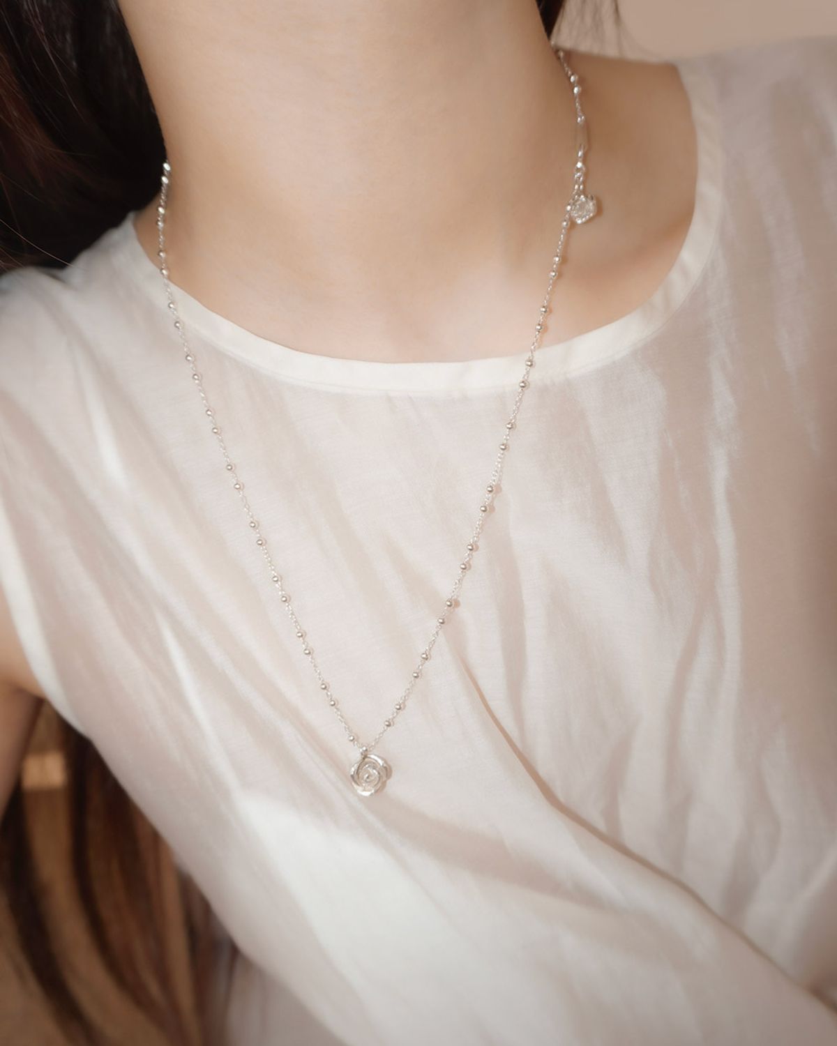 페어오브러브(PAIR OF LOVE) [925SILVER]ANGEL ROSE ROSE NECKLACE