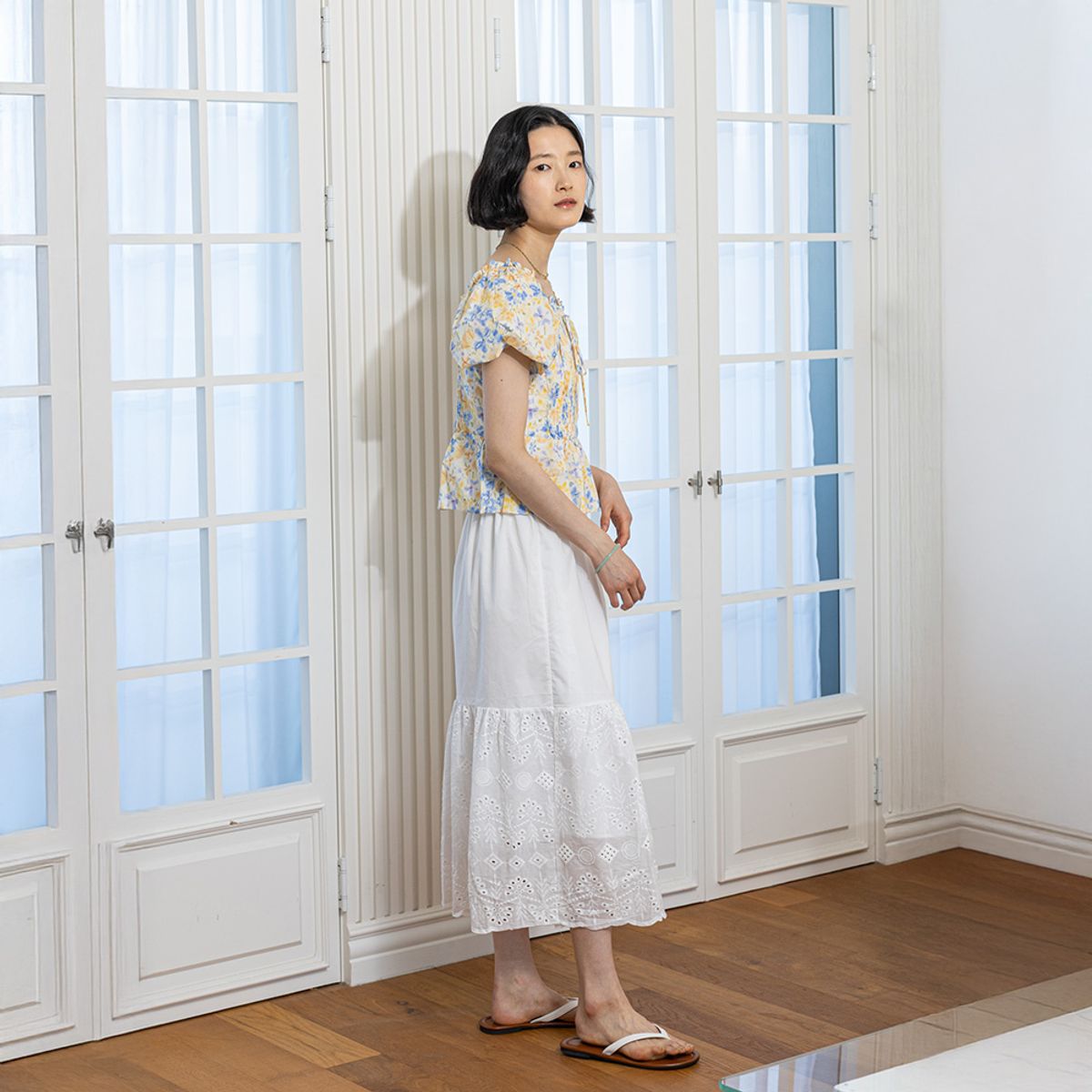 랭썬(LANGSON) LS_Coastal white skirt