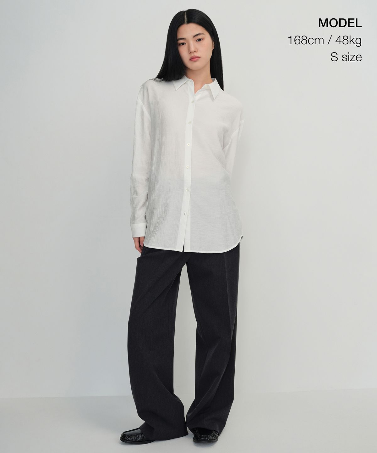 무신사 스탠다드 우먼(MUSINSA STANDARD WOMAN) 우먼즈 릴렉스드 크링클 셔츠 [화이트]
