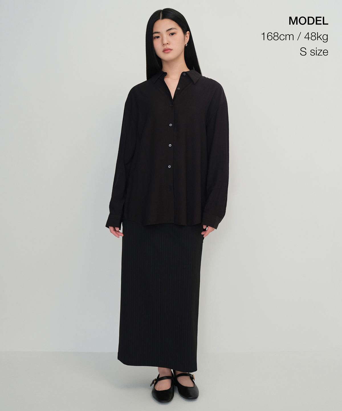 무신사 스탠다드 우먼(MUSINSA STANDARD WOMAN) 우먼즈 릴렉스드 크링클 셔츠 [블랙]