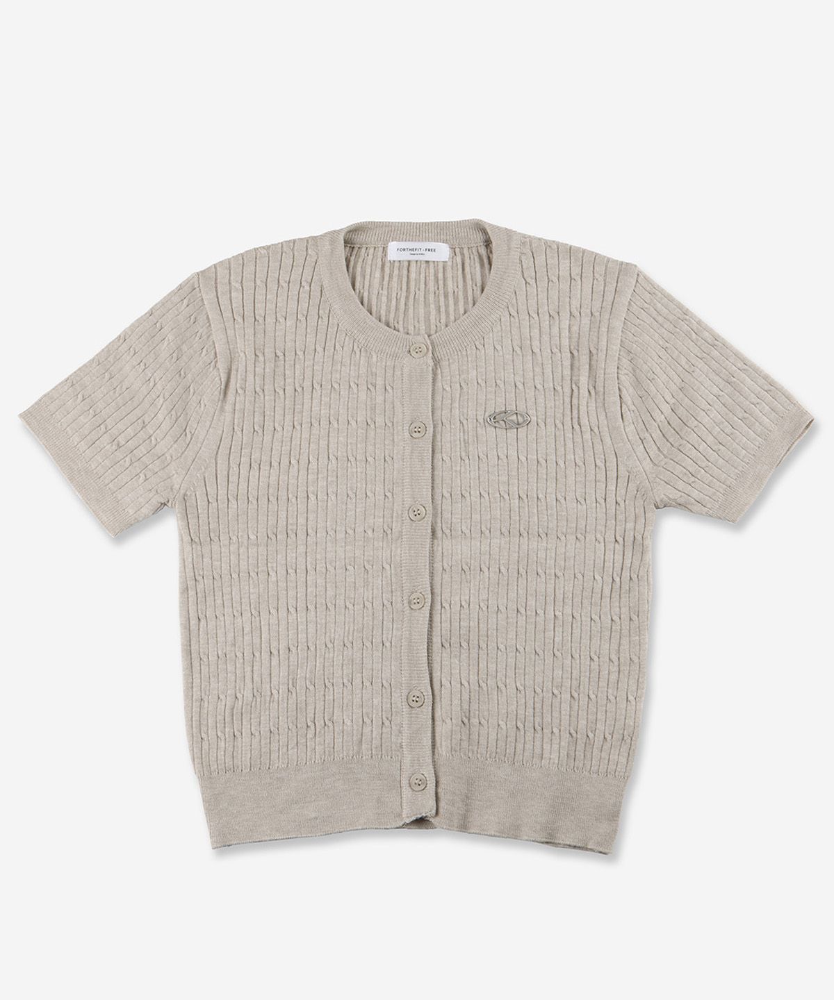포더핏(FOR THE FIT) 로고 꽈배기 반팔 가디건_오트밀