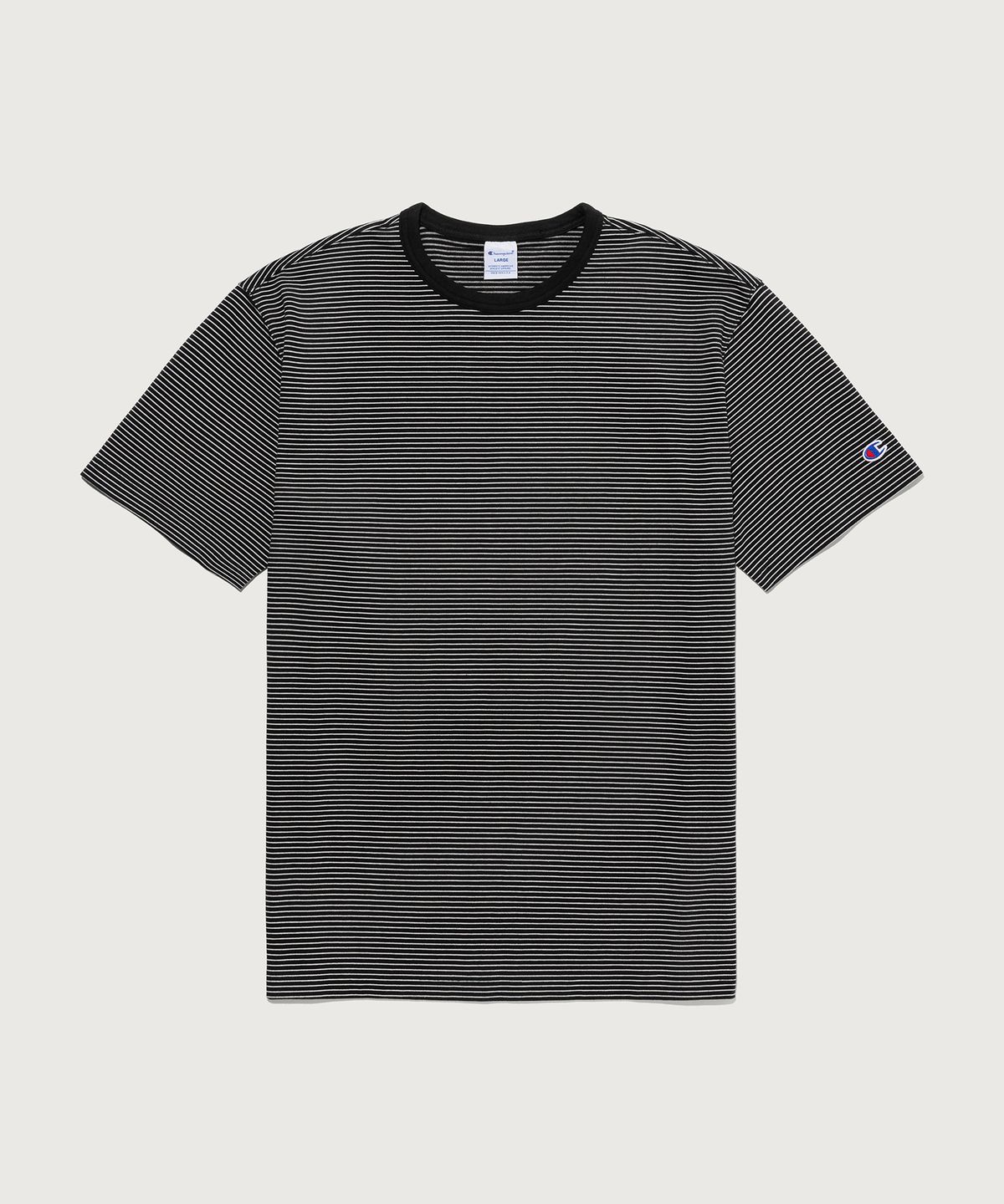 챔피온(CHAMPION) C로고 스트라이프 반팔 티셔츠 Black