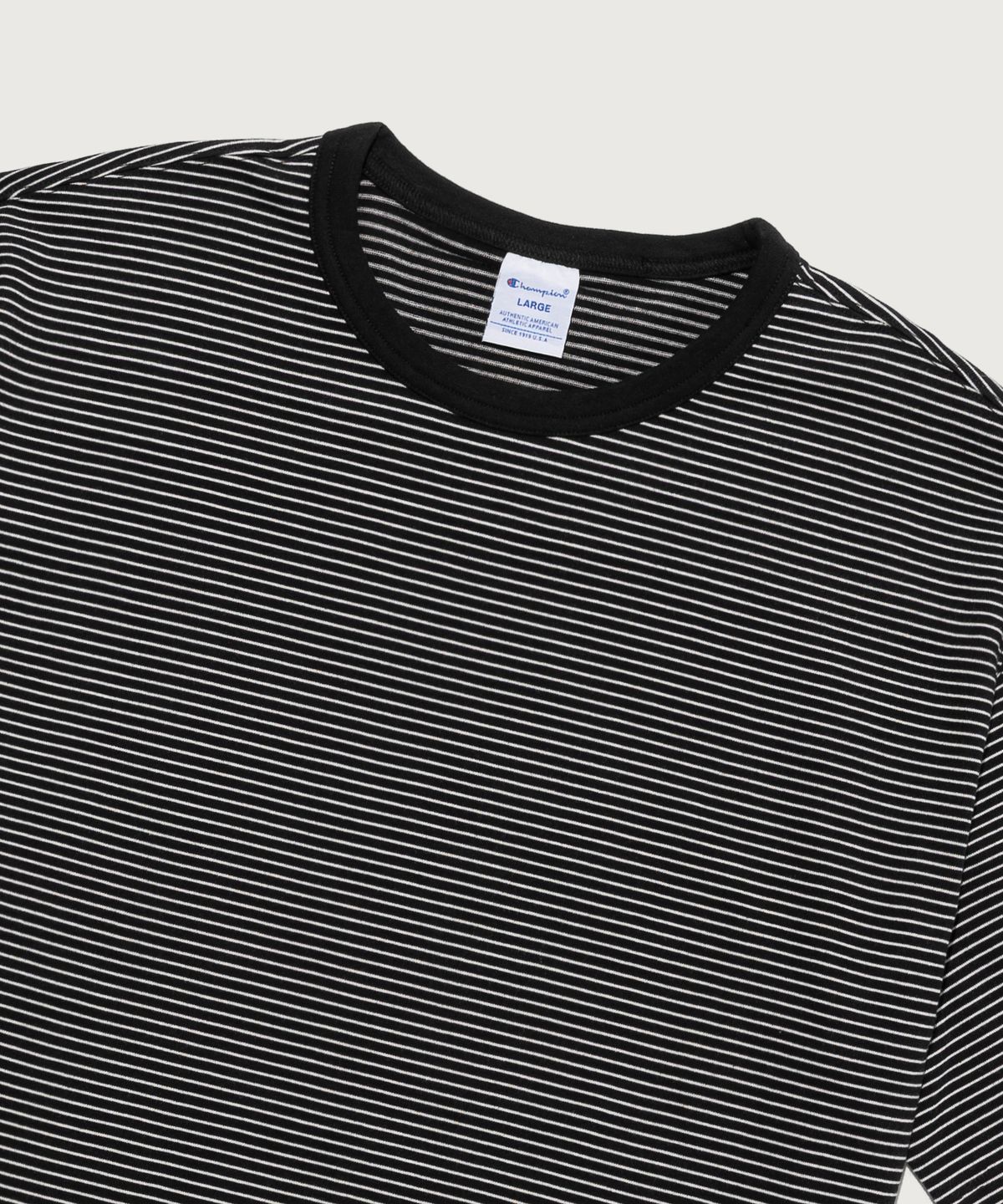 챔피온(CHAMPION) C로고 스트라이프 반팔 티셔츠 Black