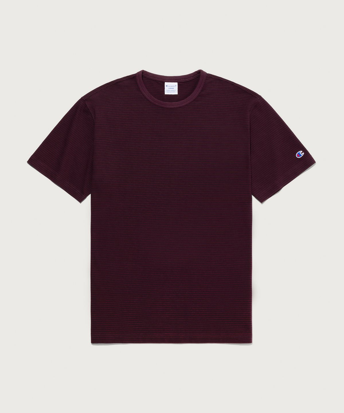 챔피온(CHAMPION) C로고 스트라이프 반팔 티셔츠 Burgundy
