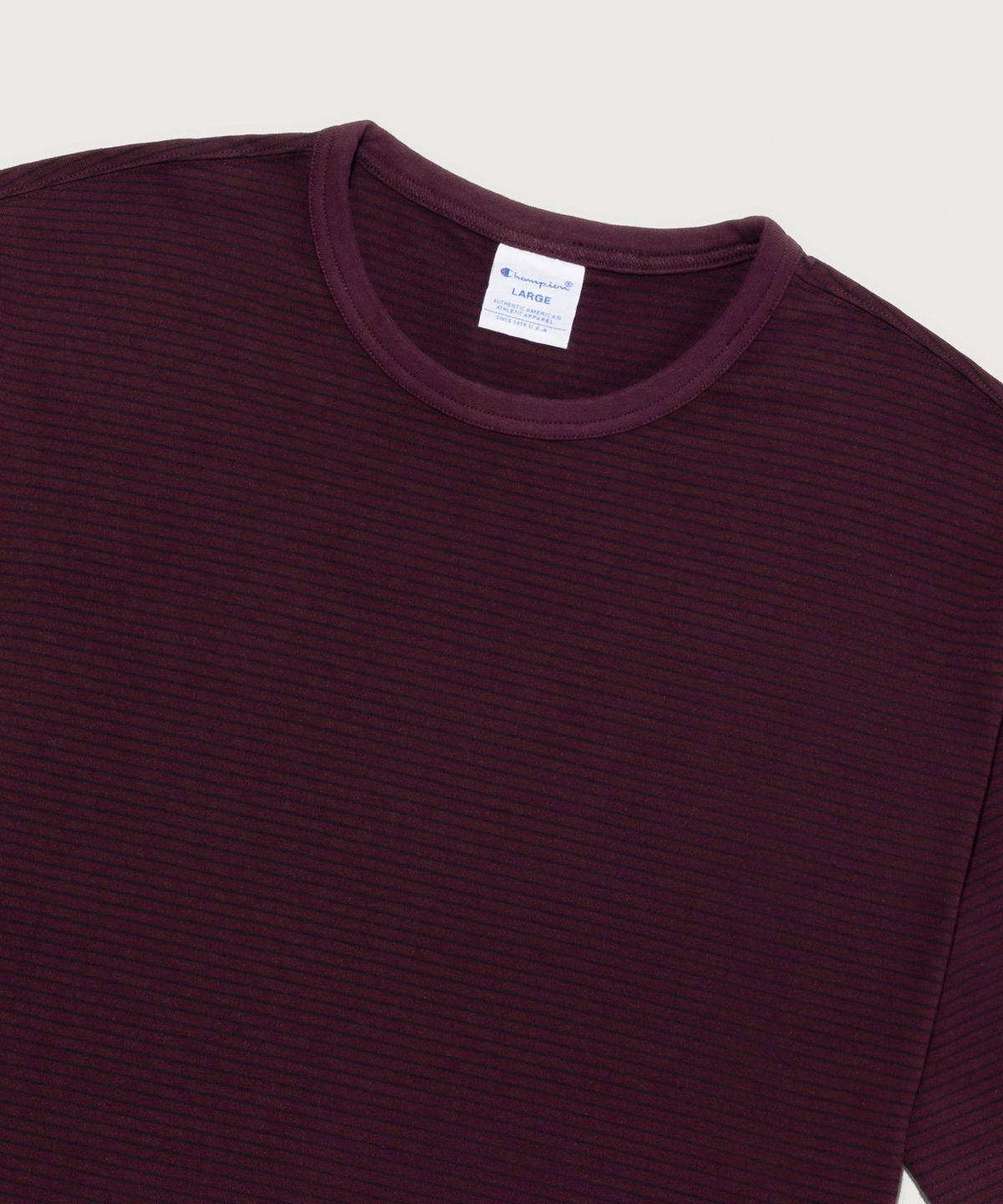 챔피온(CHAMPION) C로고 스트라이프 반팔 티셔츠 Burgundy