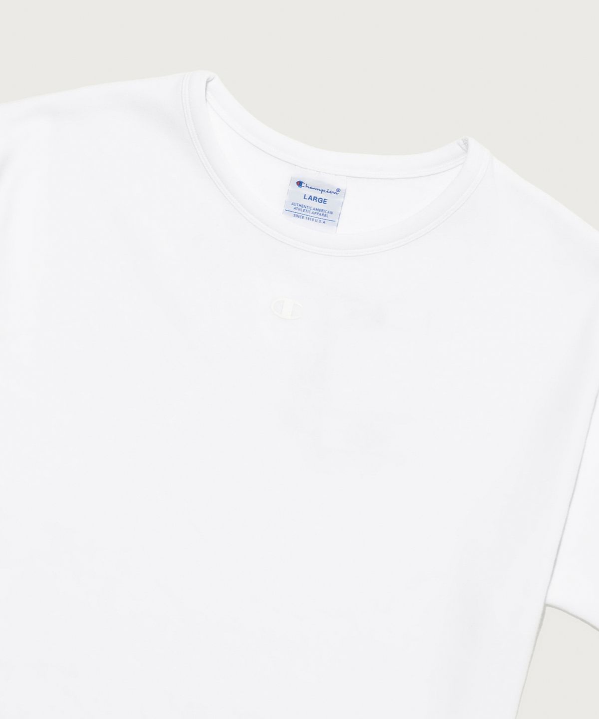 챔피온(CHAMPION) C로고 머슬핏 스트레치 반팔 티셔츠 White