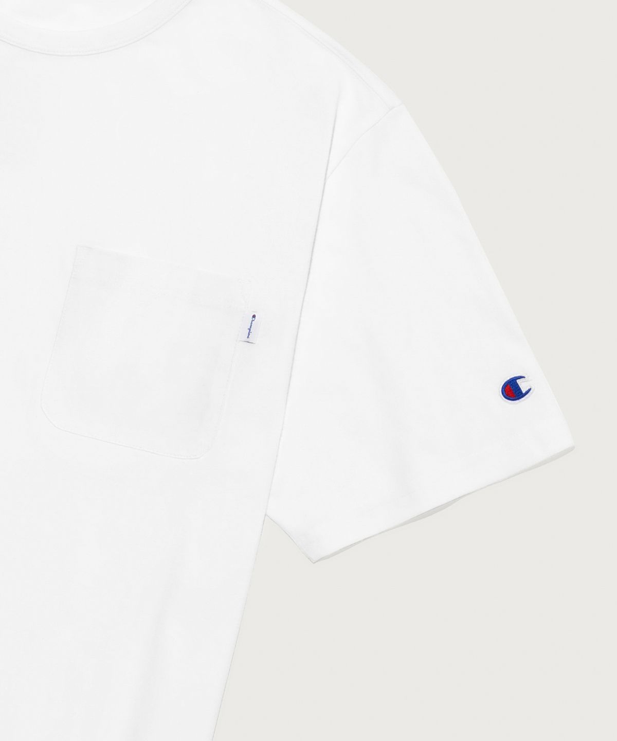 챔피온(CHAMPION) C로고 UNI 포켓 반팔 티셔츠 White