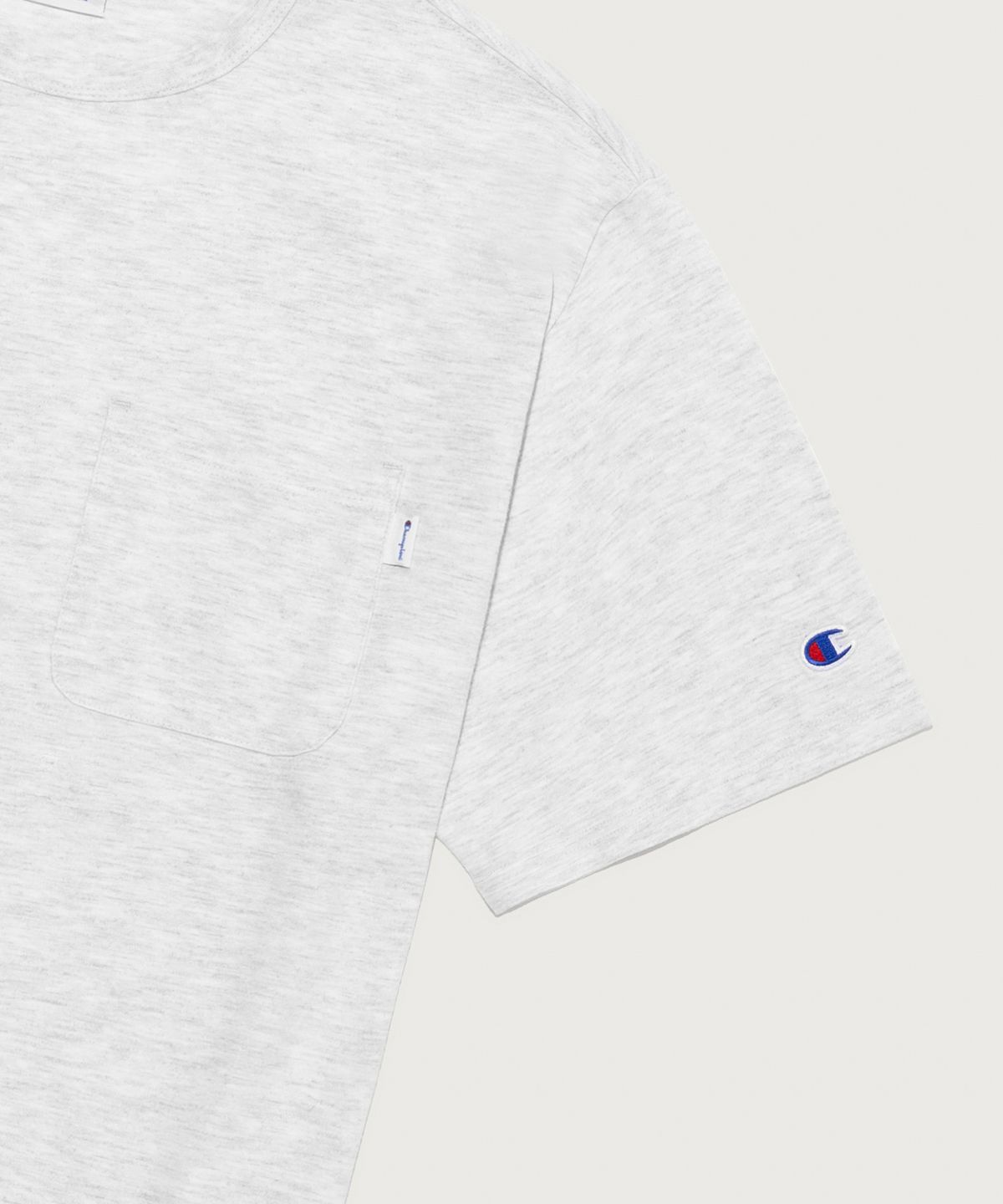 챔피온(CHAMPION) C로고 UNI 포켓 반팔 티셔츠 Light Grey