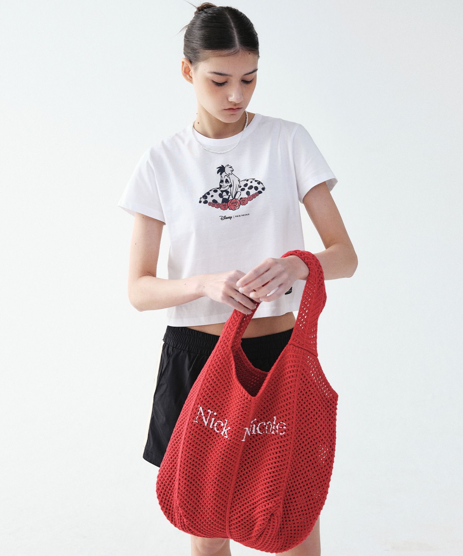 MUSINSA | NICK&NICOLE NICOLE CROCHET KNIT BAG_RED