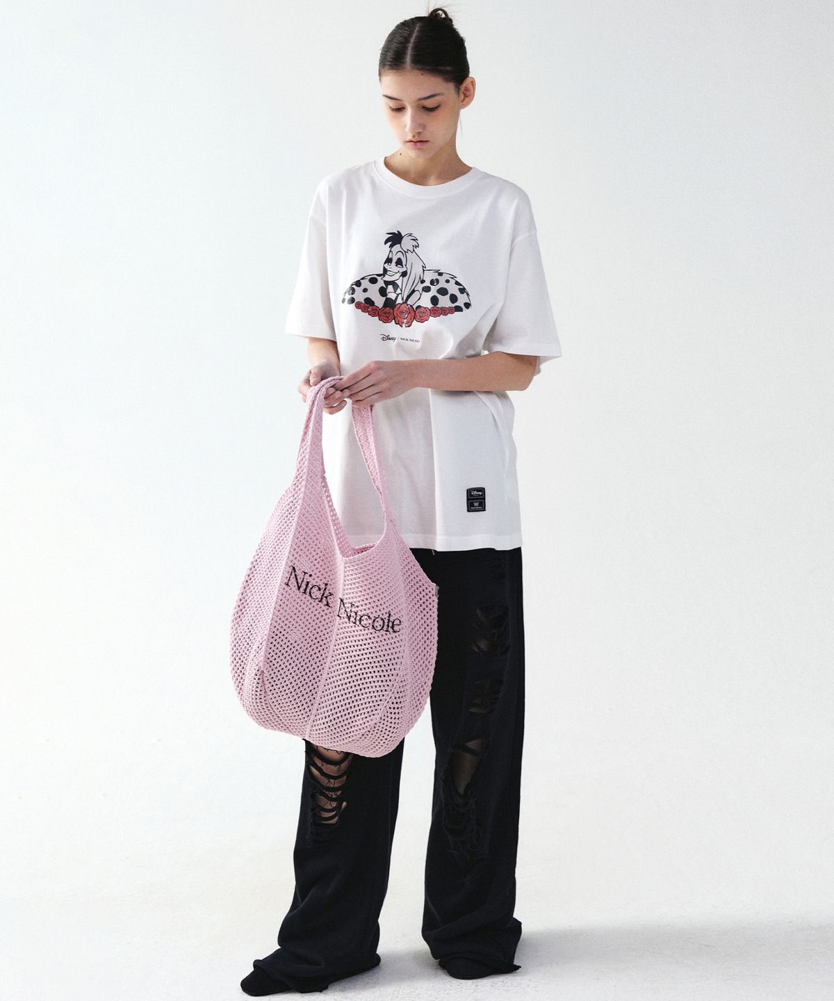 닉앤니콜(NICK&NICOLE) NICOLE CROCHET KNIT BAG_PINK