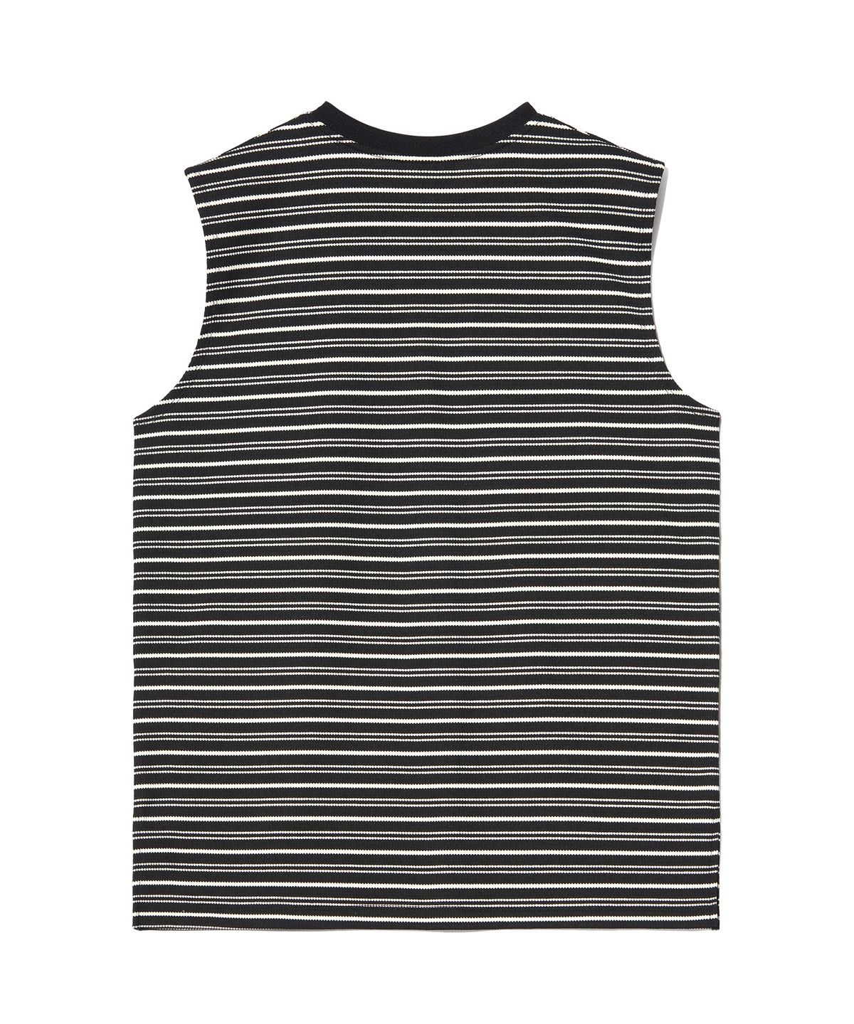 피스메이커(PIECE MAKER) STRIPE WAFFLE SLEEVELESS TOP (BLACK)