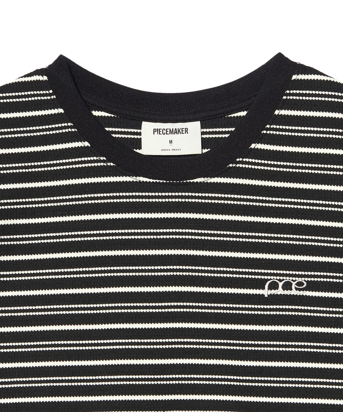 피스메이커(PIECE MAKER) STRIPE WAFFLE SLEEVELESS TOP (BLACK)