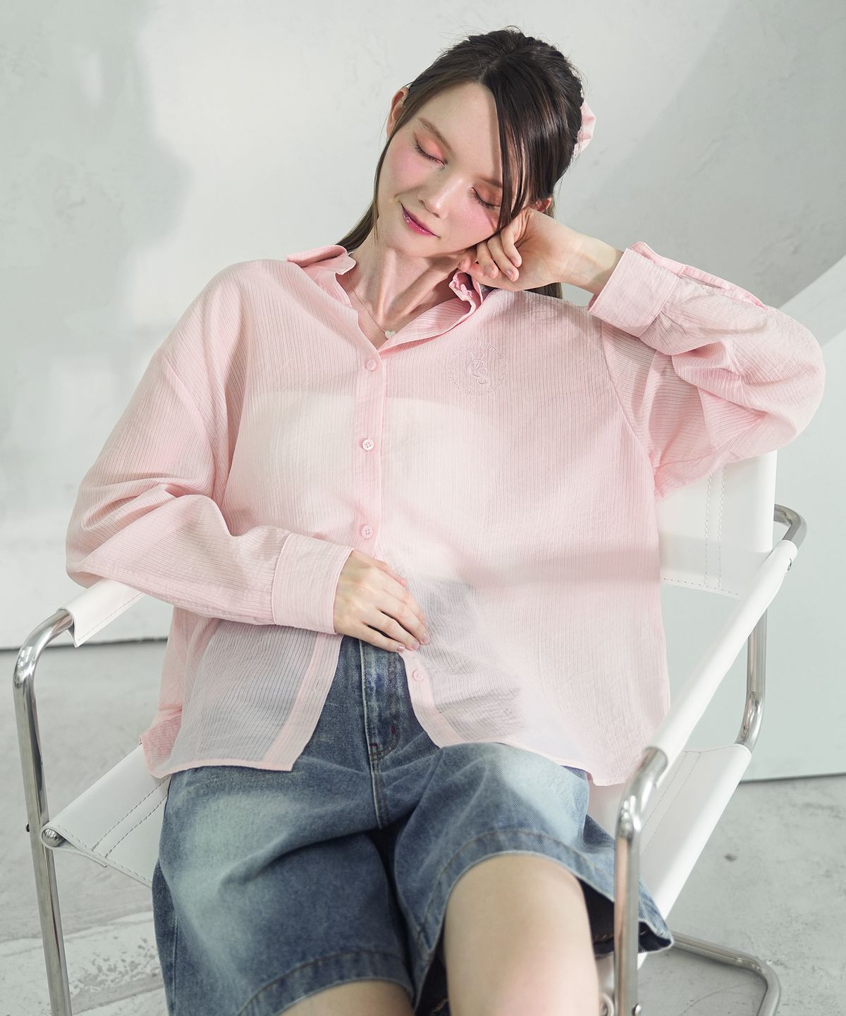 비바셔스(VIVACIOUS) Sillage See-Through Stripe Shirt BLACK