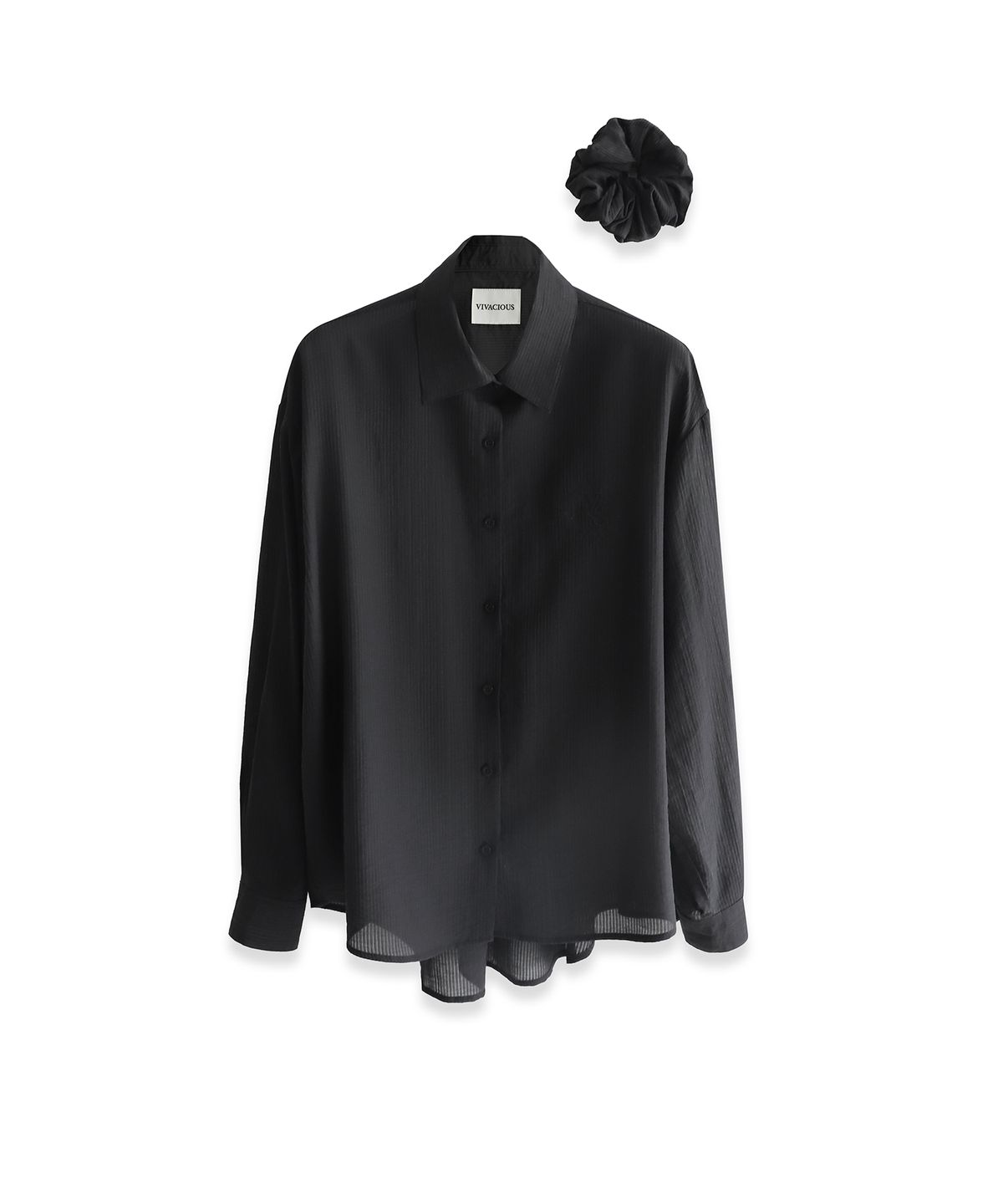 비바셔스(VIVACIOUS) Sillage See-Through Stripe Shirt BLACK