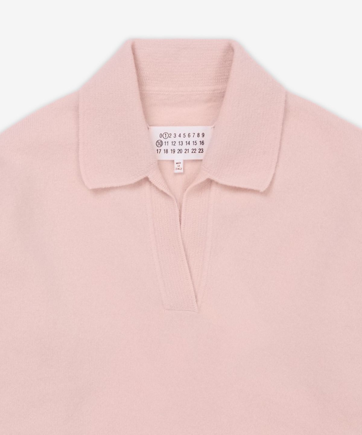 메종 마르지엘라(MAISON MARGIELA) 스티치 니트 폴로 셔츠 - 페일 핑크 / S51GL0063M13144216