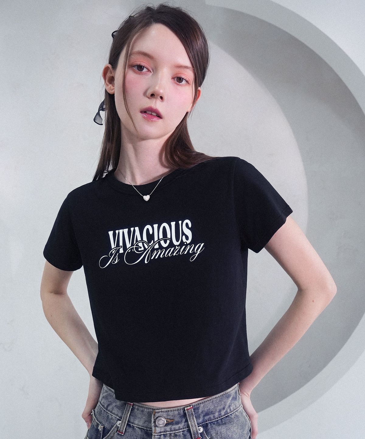 비바셔스(VIVACIOUS) Chill Crop Tee WHITE X RED