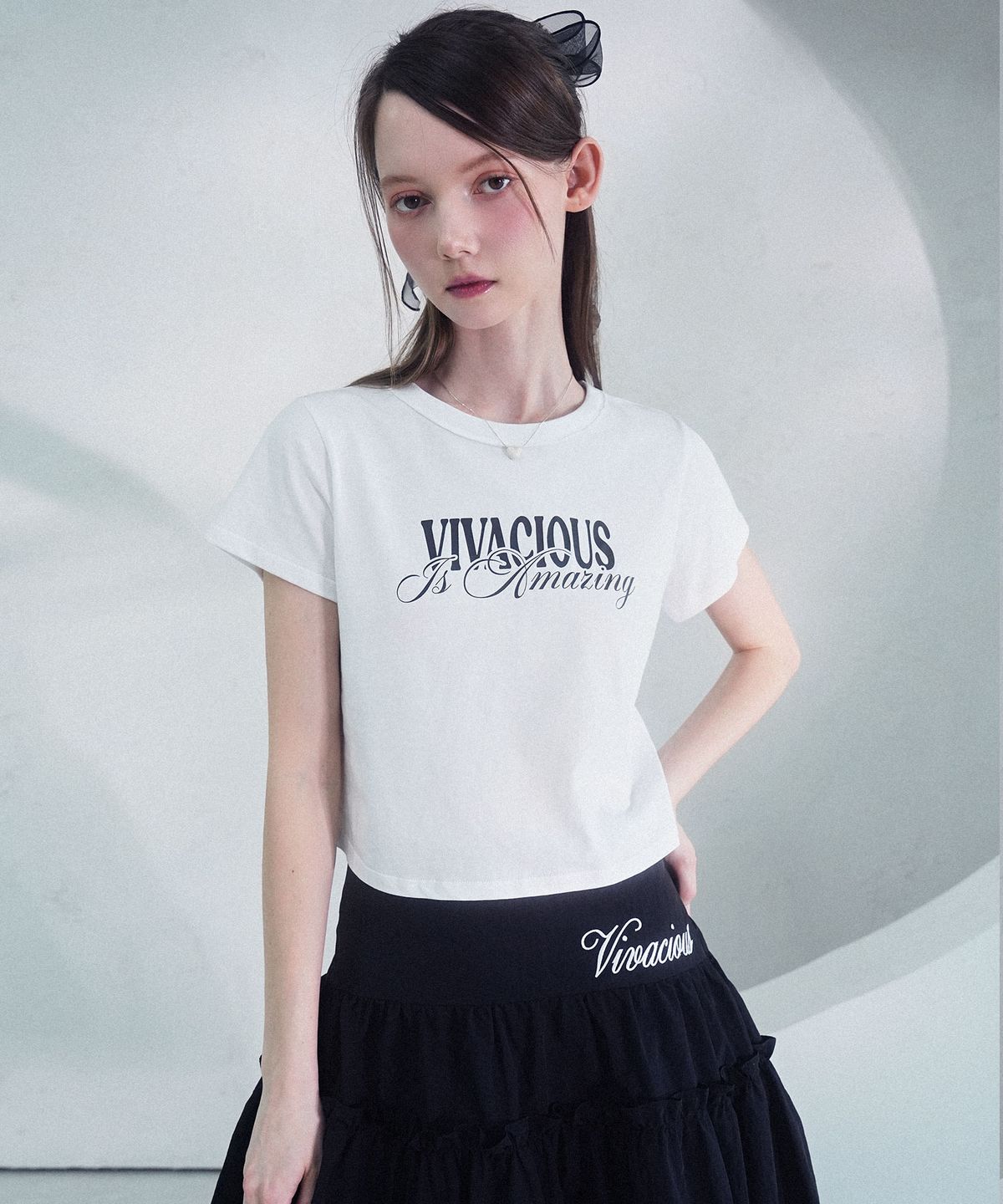 비바셔스(VIVACIOUS) Chill Crop Tee WHITE X RED