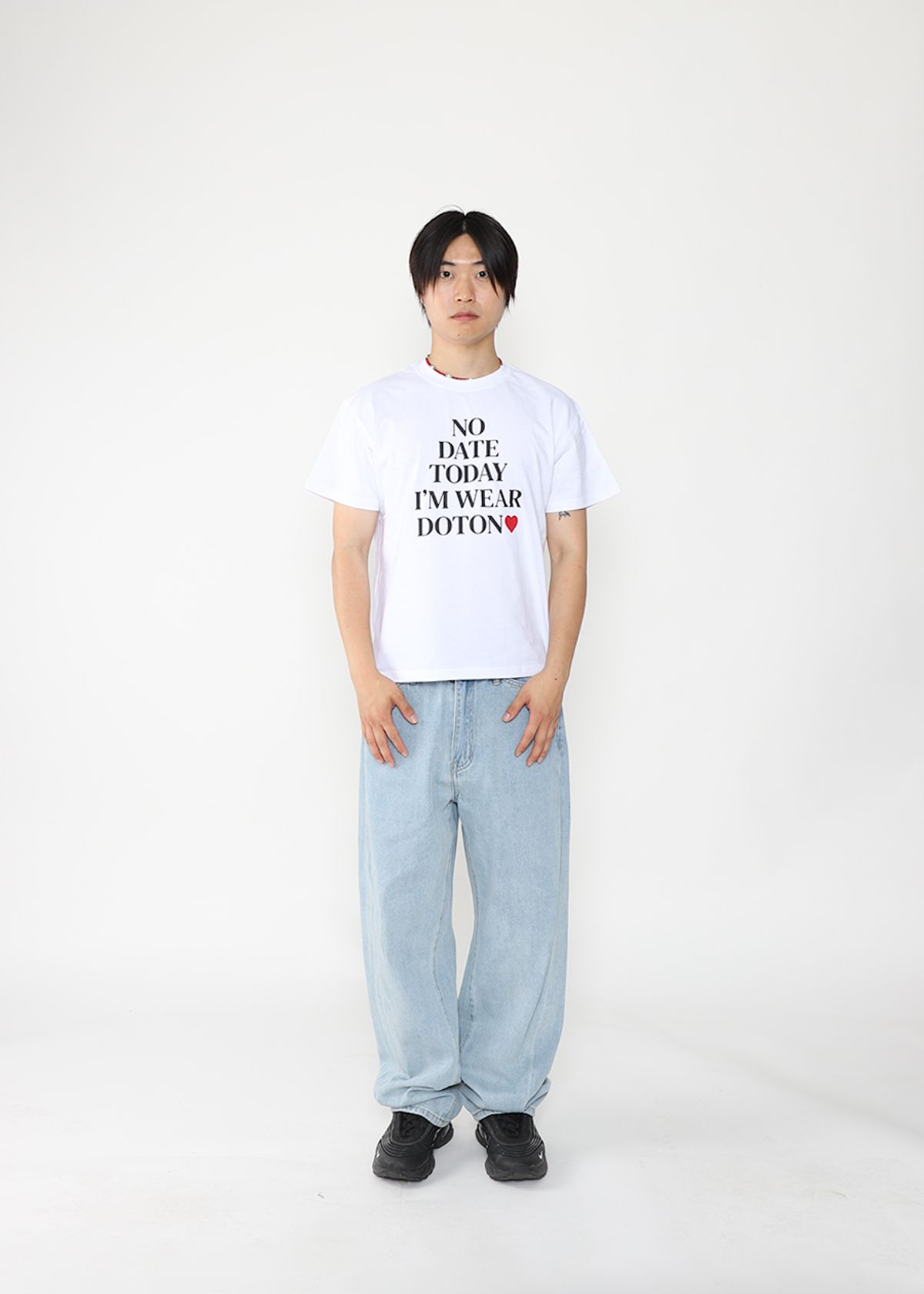 도톤(DOTON) NO DATE TODAY CROP T-SHIRTS(White)