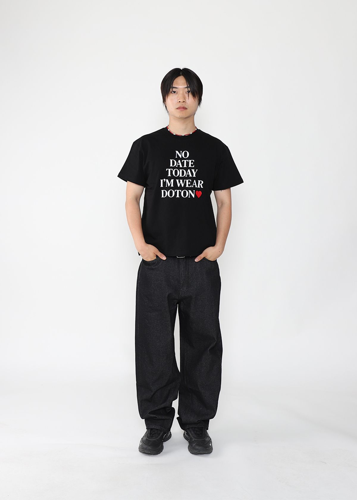 도톤(DOTON) NO DATE TODAY CROP T-SHIRTS(Black)