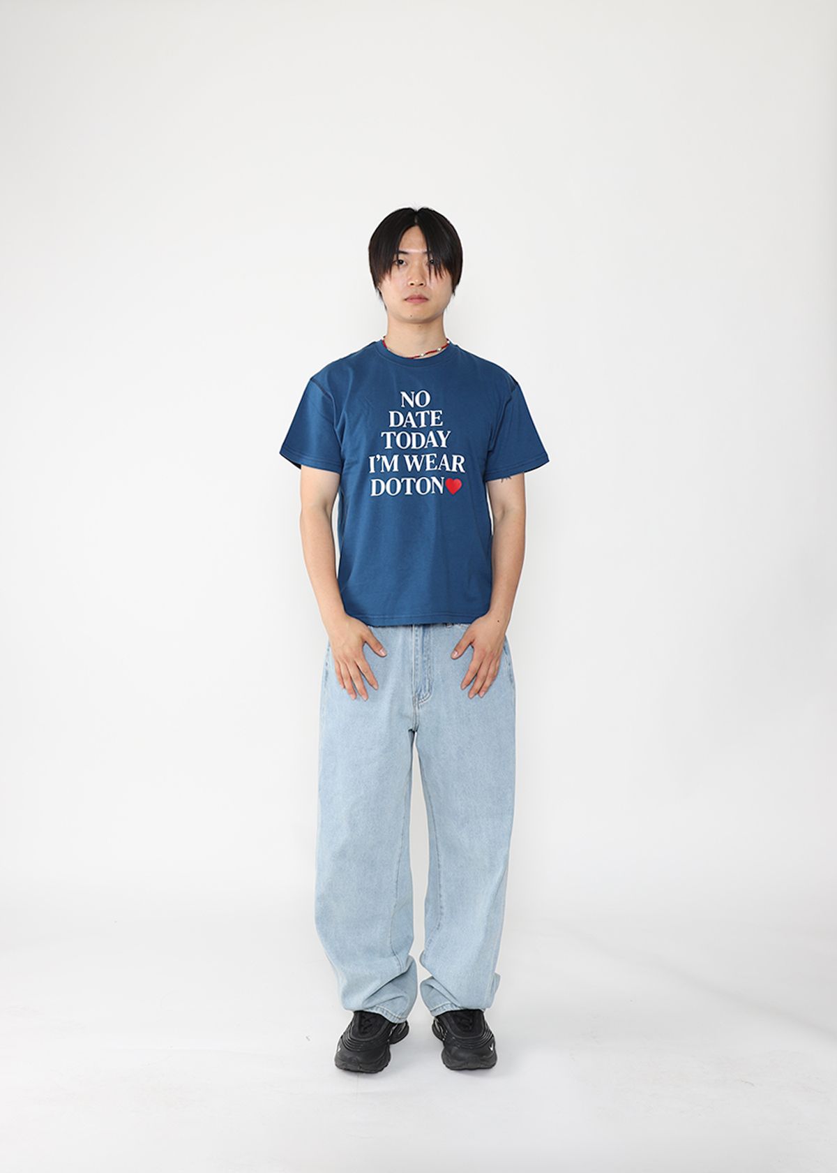 도톤(DOTON) NO DATE TODAY CROP T-SHIRTS(Deep blue)
