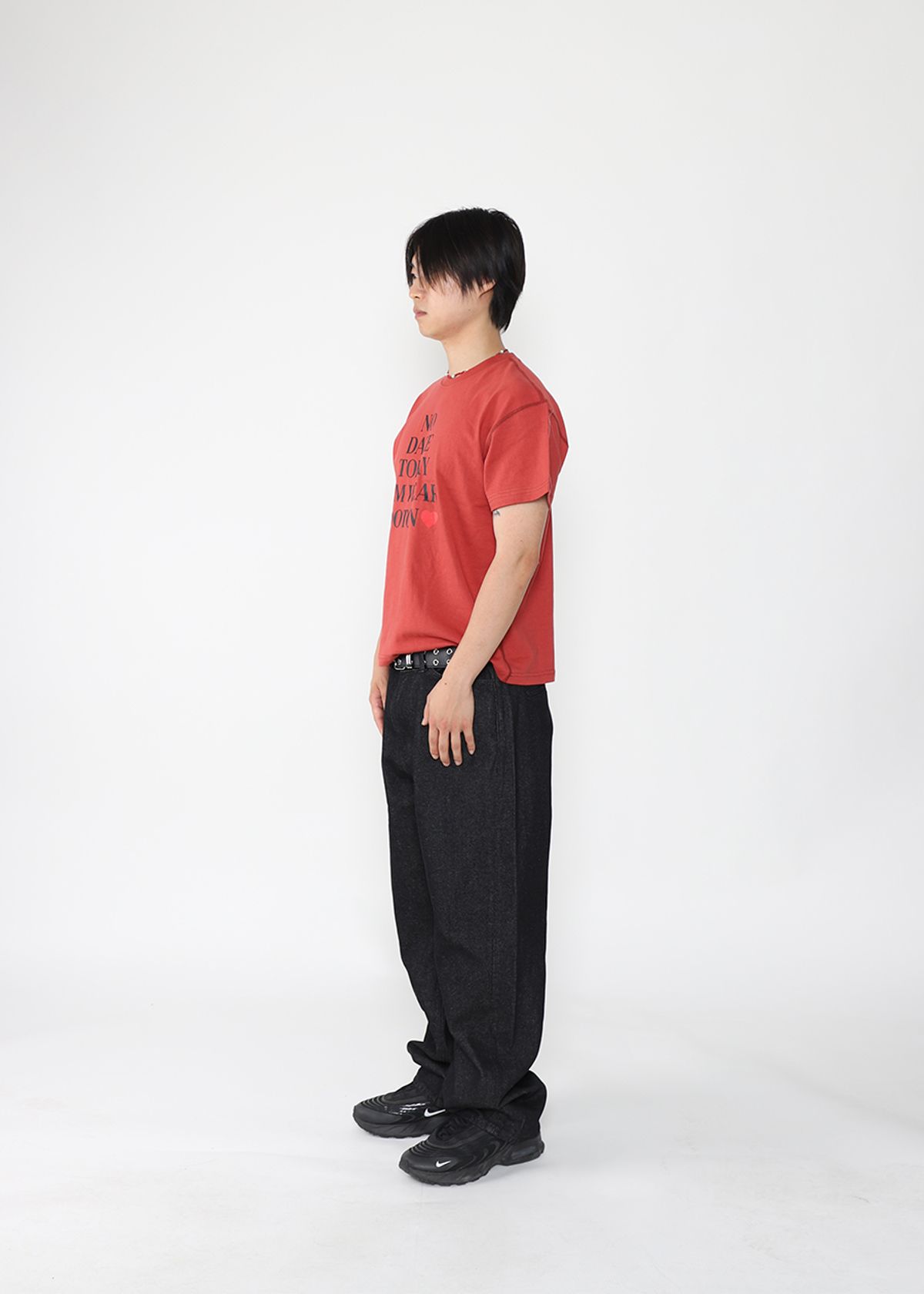도톤(DOTON) NO DATE TODAY CROP T-SHIRTS(Brick red)