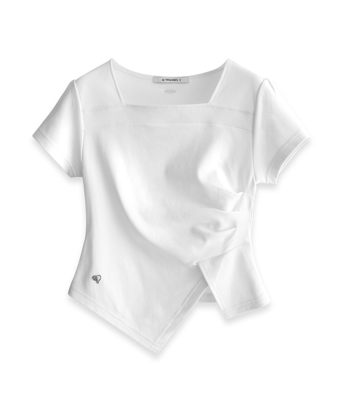 비바셔스(VIVACIOUS) Elegant Side Tuck Short T-shirt BLACK