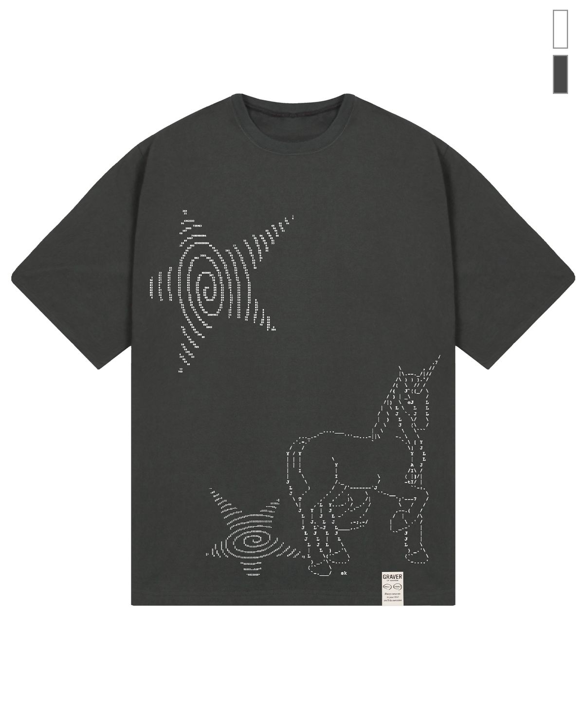 그레이버(GRAVER) [UNISEX]아스키 유니콘 반팔티_2color