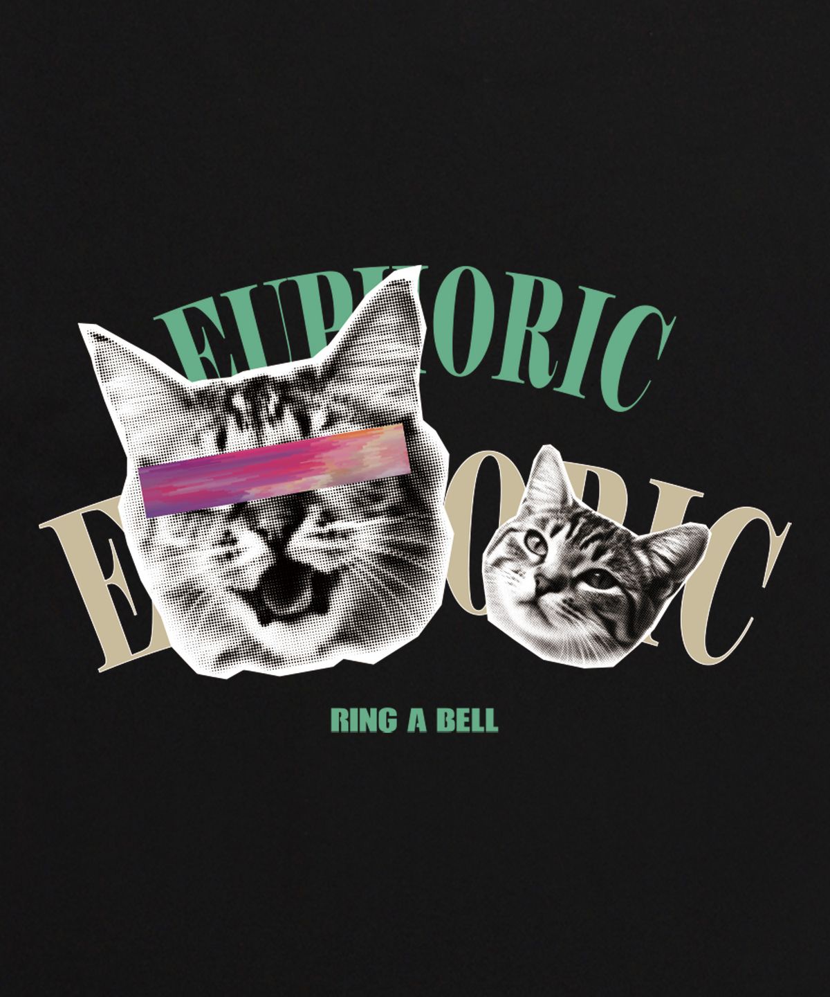밴웍스(VANNWORKS) EUPHORIC CAT 오버핏 반팔 티셔츠 (VS0127) 블랙