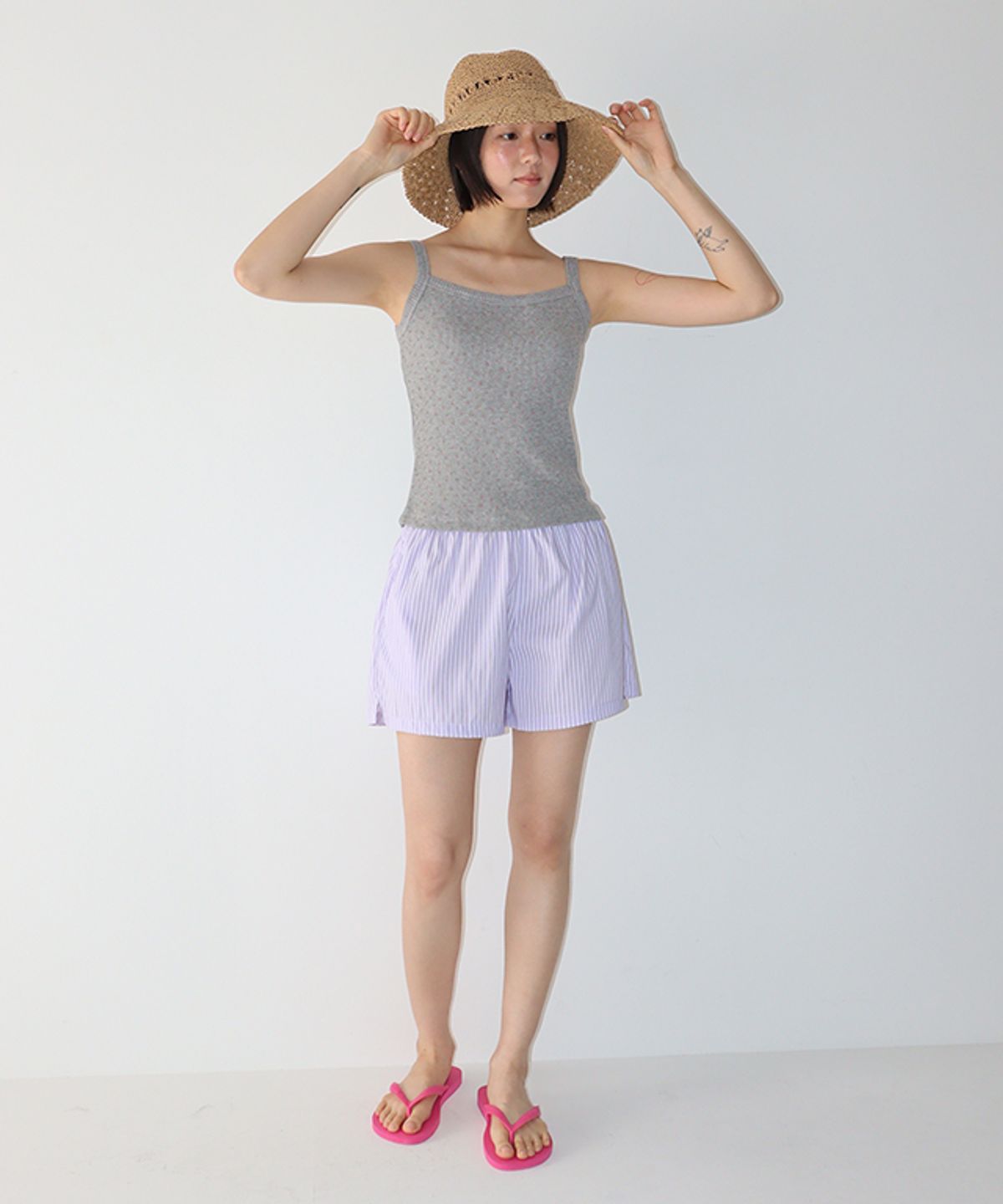 론론(RONRON) RAFFIA CROCHET FLOPPY HAT BEIGE