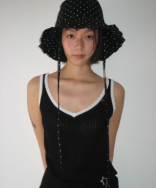 【RonRon】 DOT FRILL BUCKET HAT BLACK MUSINSA | RONRON DOT FRILL BUCKET HAT BLACK