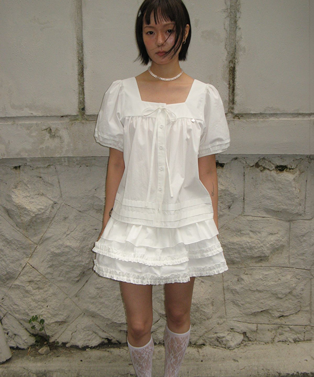 론론(RONRON) CANCAN LAYERED SKIRT WHITE