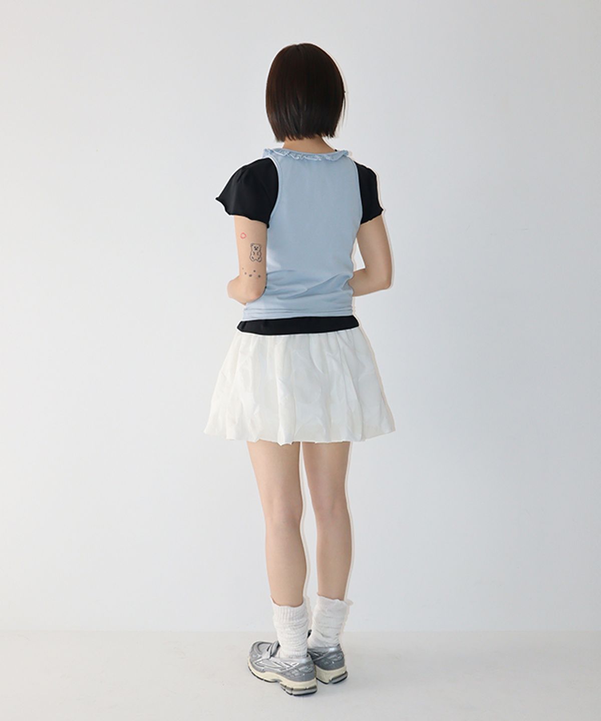 론론(RONRON) AIRY DOT MINI SKIRT WHITE