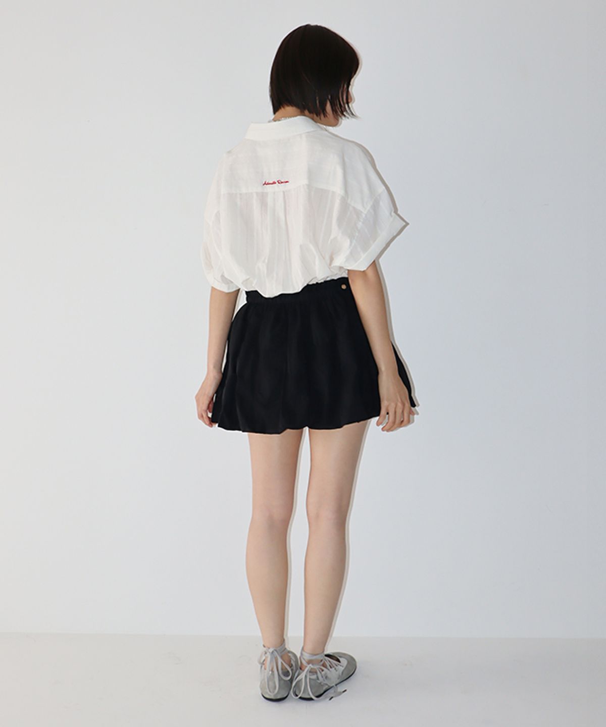 론론(RONRON) AIRY DOT MINI SKIRT BLACK