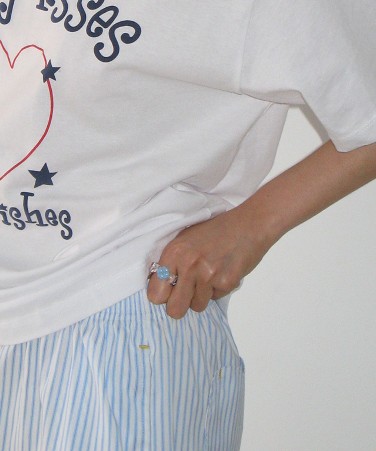 론론(RONRON) HEART POCKET TRUNK SHORT PANTS BLUE STRIPE