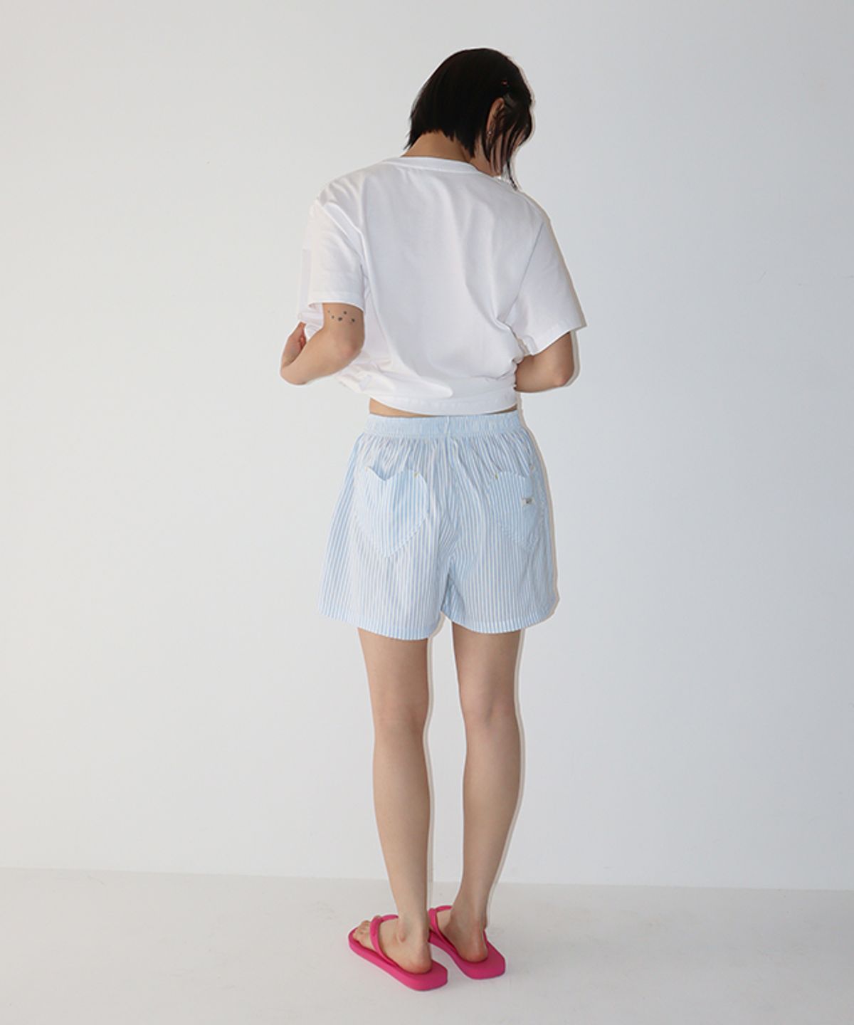 론론(RONRON) HEART POCKET TRUNK SHORT PANTS BLUE STRIPE
