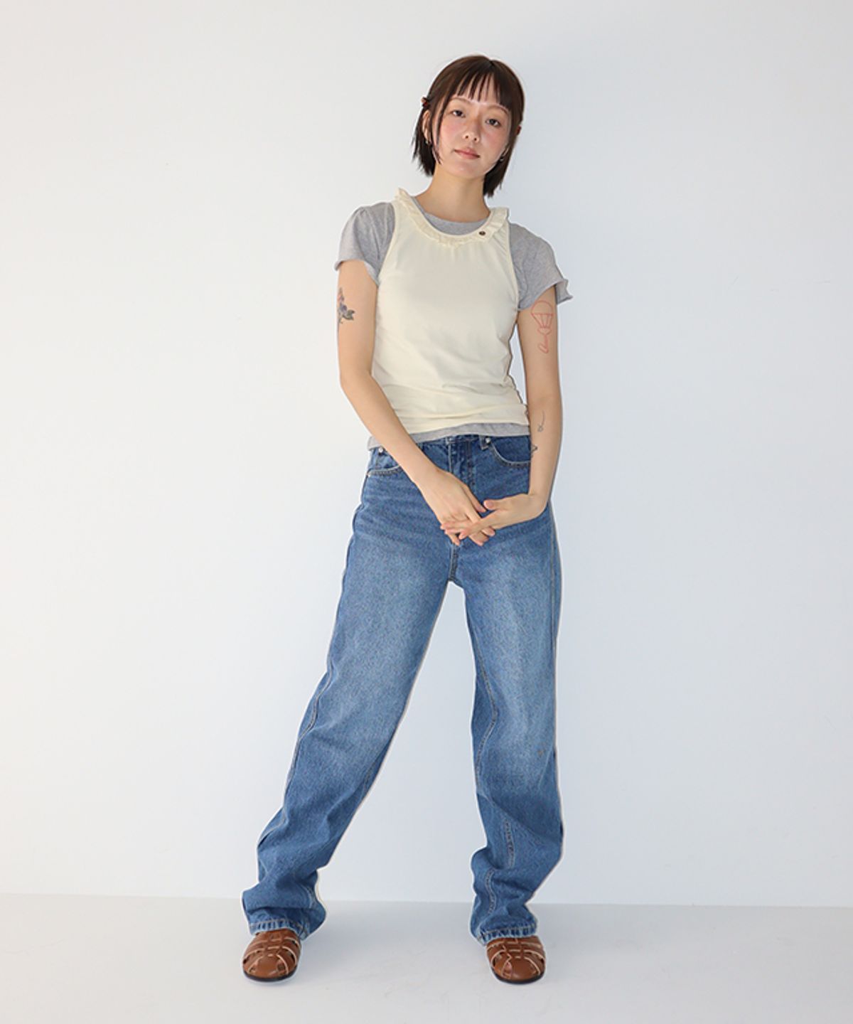 론론(RONRON) RAW EDGE PUFF T SHIRT GREY