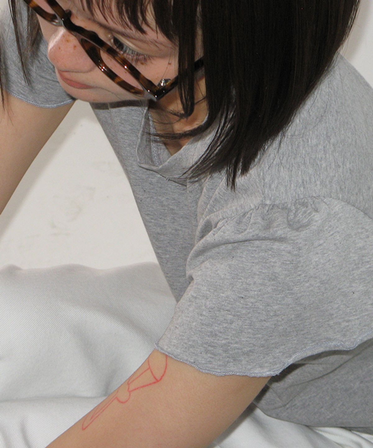 론론(RONRON) RAW EDGE PUFF T SHIRT GREY