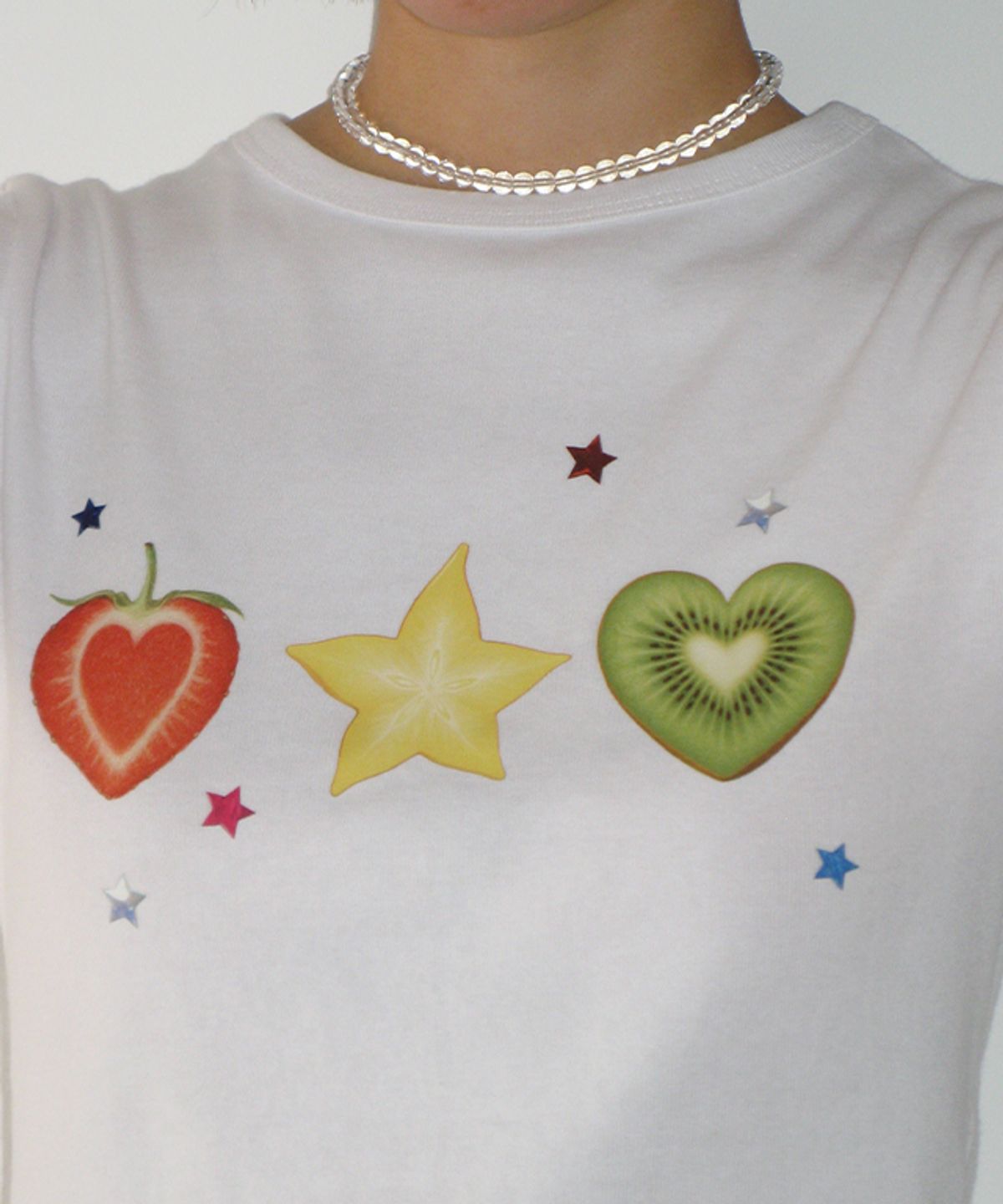 론론(RONRON) FRUITY STAR CROP T SHIRT WHITE