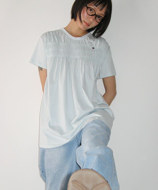 Tシャツ・カットソー RONRON SMOKED FLARE T SHIRT SOFT YELLOW RR25BST1490SY Men's neon yellow DRY FAST linen T-shirt IKKS