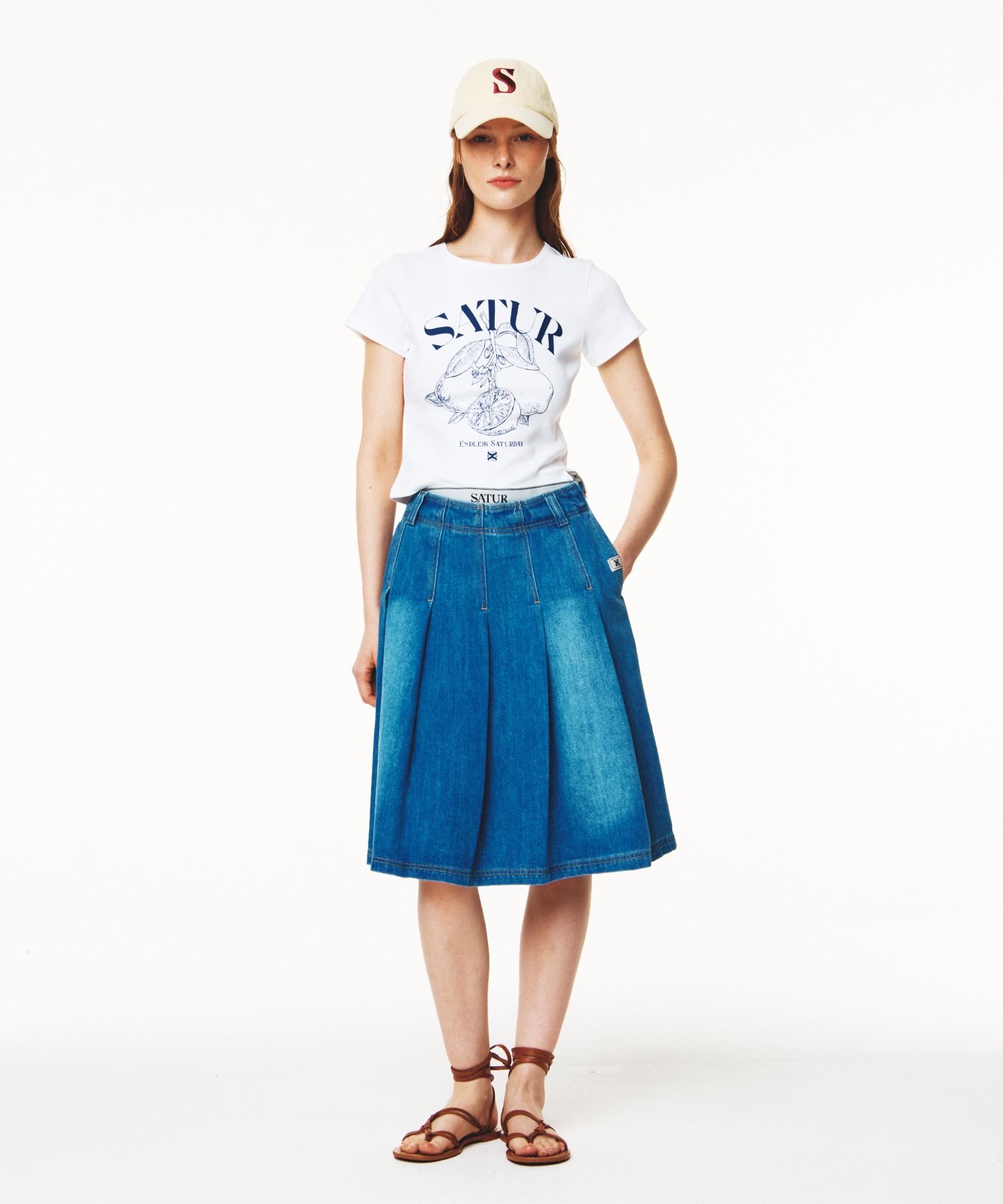 【SATUR】 (W) Citron Crop Slim Fit T-Shirt  /追跡付 MUSINSA | SATUR (W) Citron Crop Slim Fit Short Sleeve T