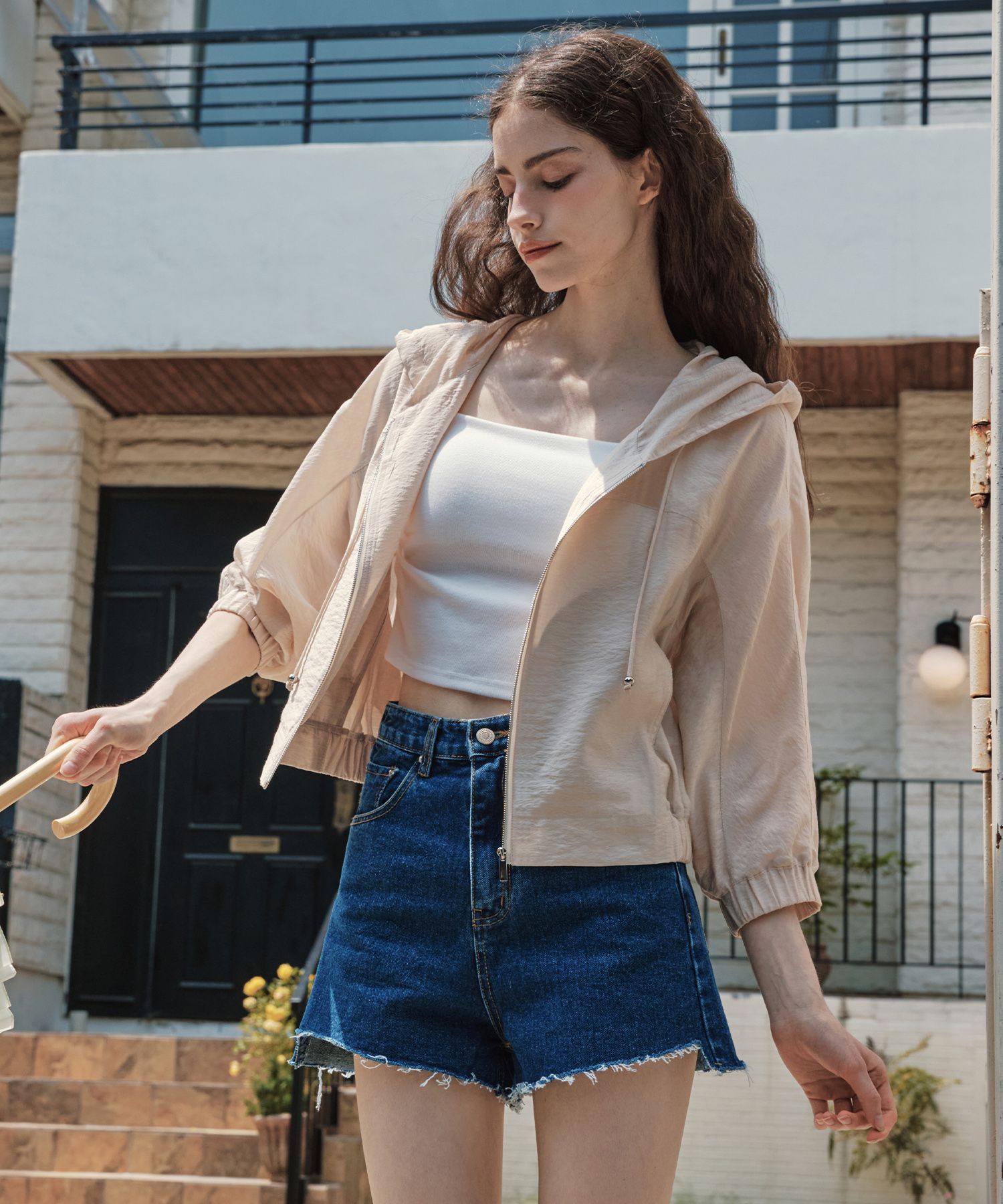 MUSINSA | ZERO STREET Summer Hooded Zip-Up / Beige