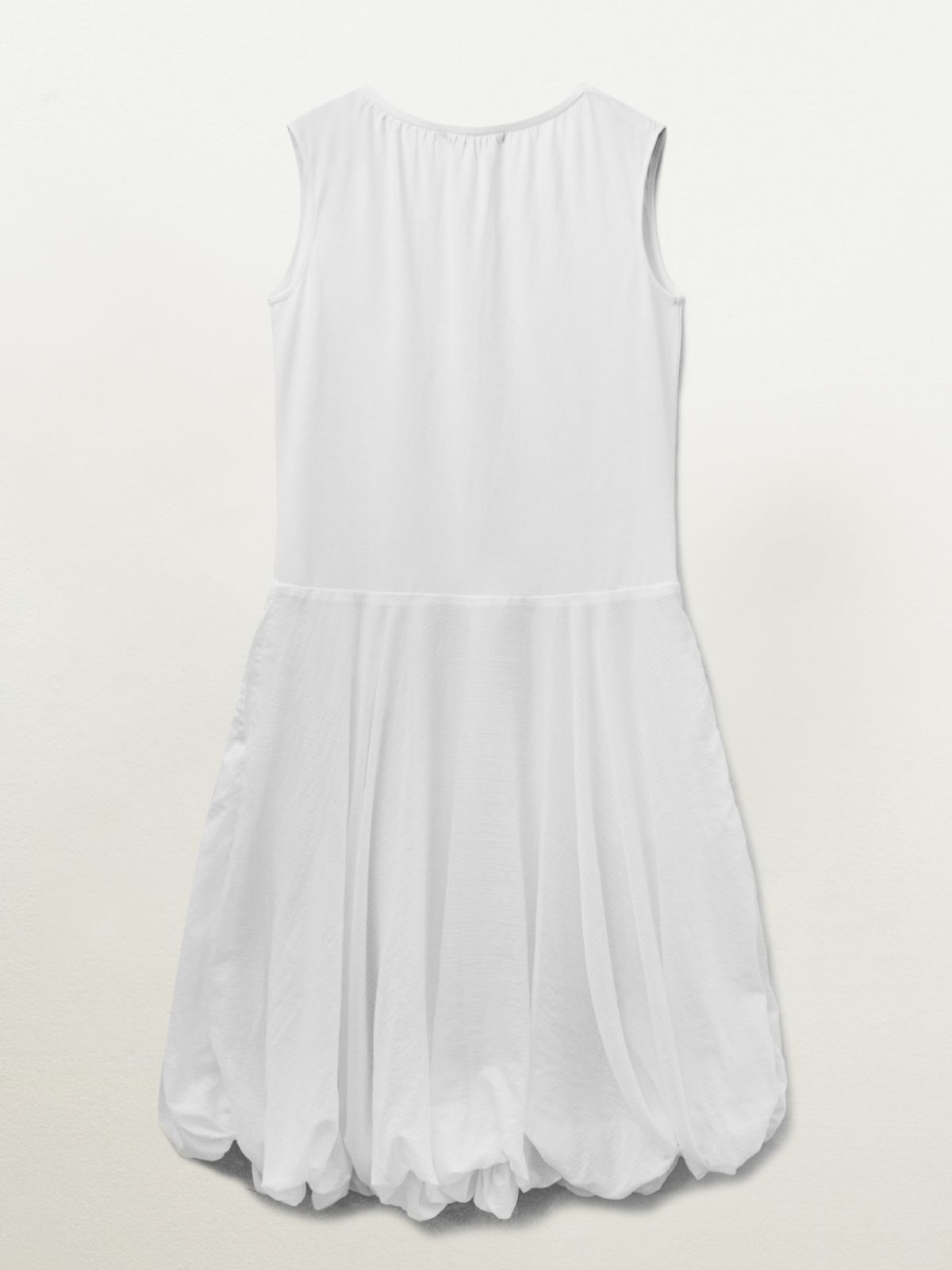 피브스피브스(PEEVES PEEVES) Shirred V-Neck Volume Dress / White