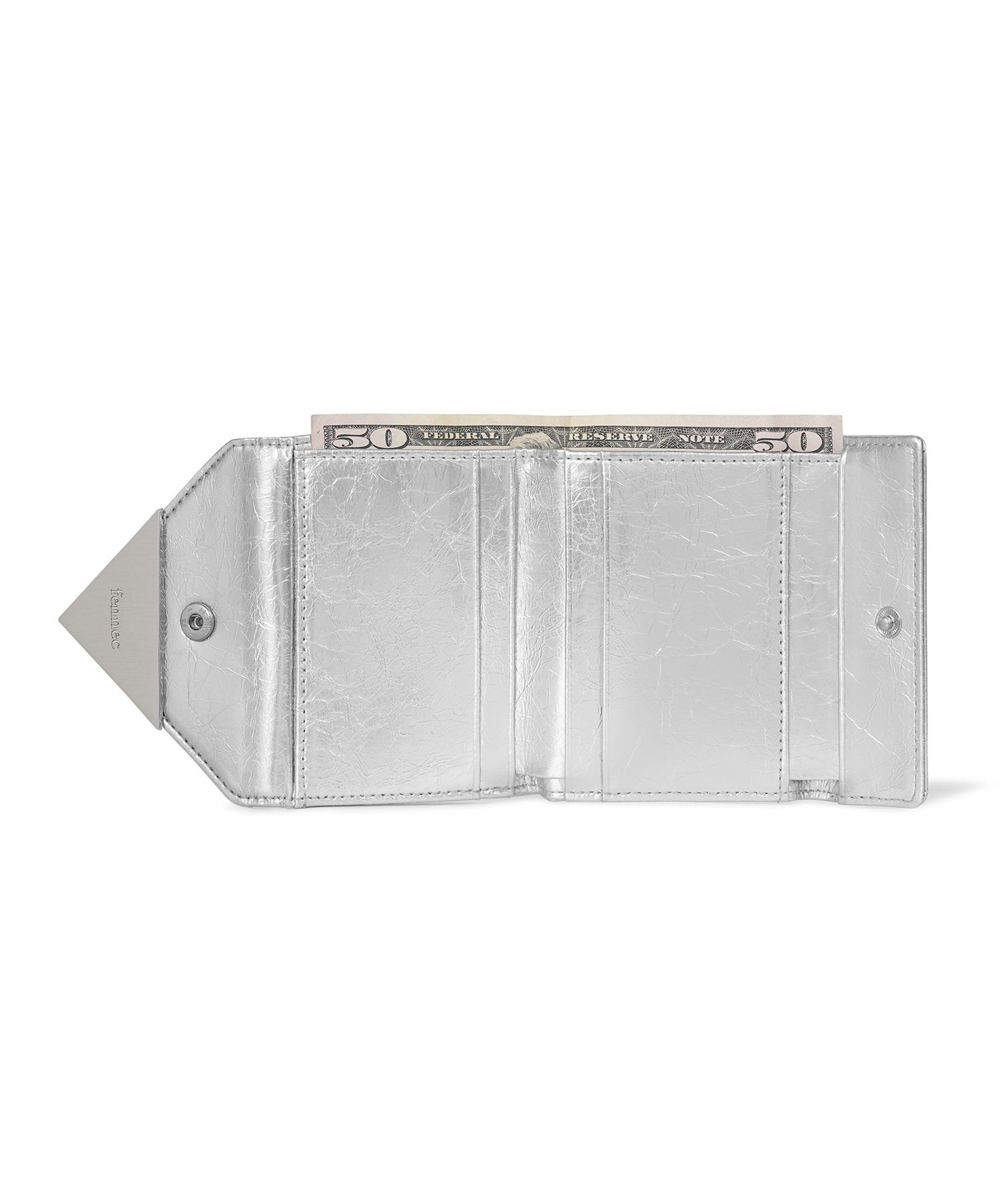 MUSINSA | fennec CRINKLE TRIANGLE DOCO WALLET - SILVER